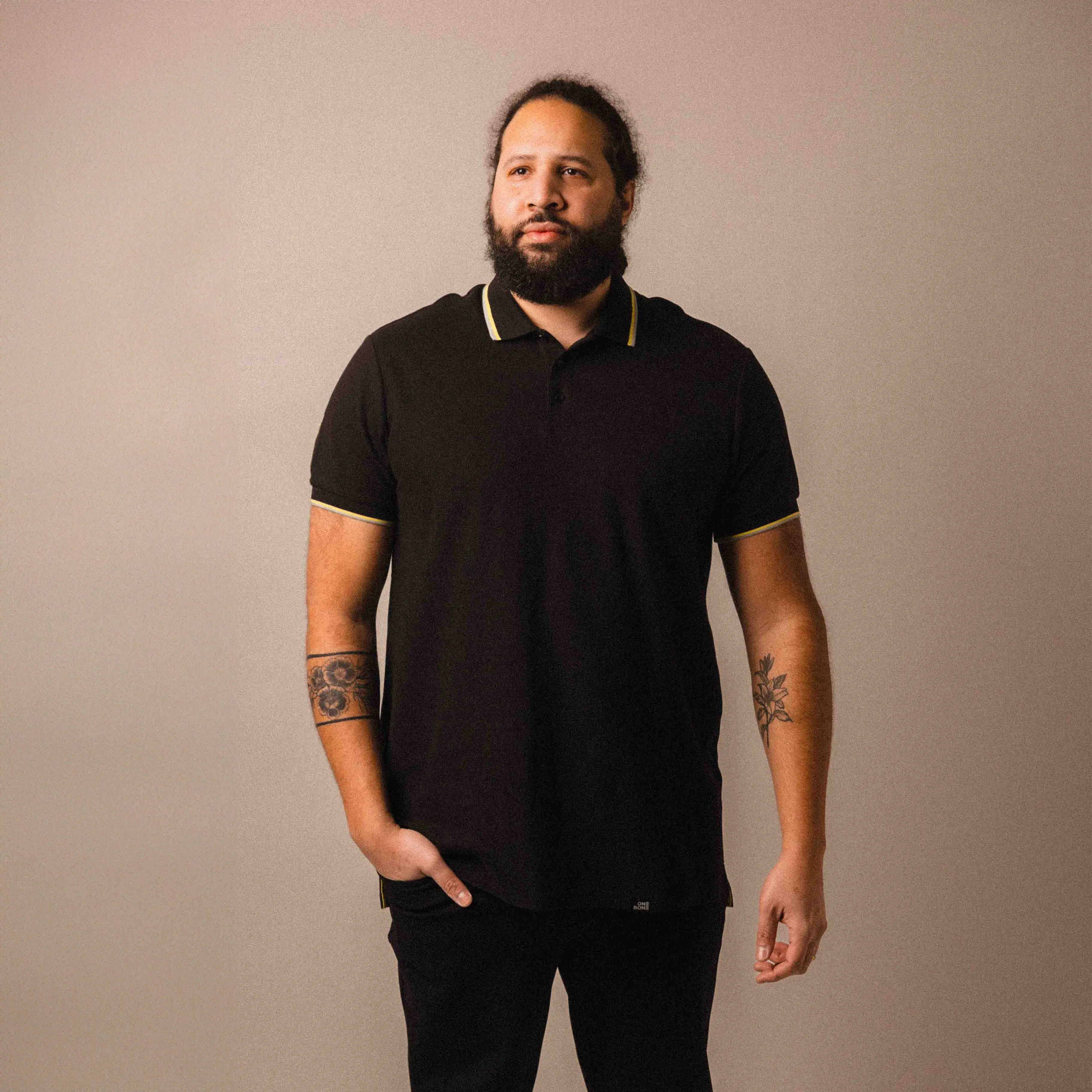 Contrast Collar Polo - Black sold by One Bone product image thumbnail 5