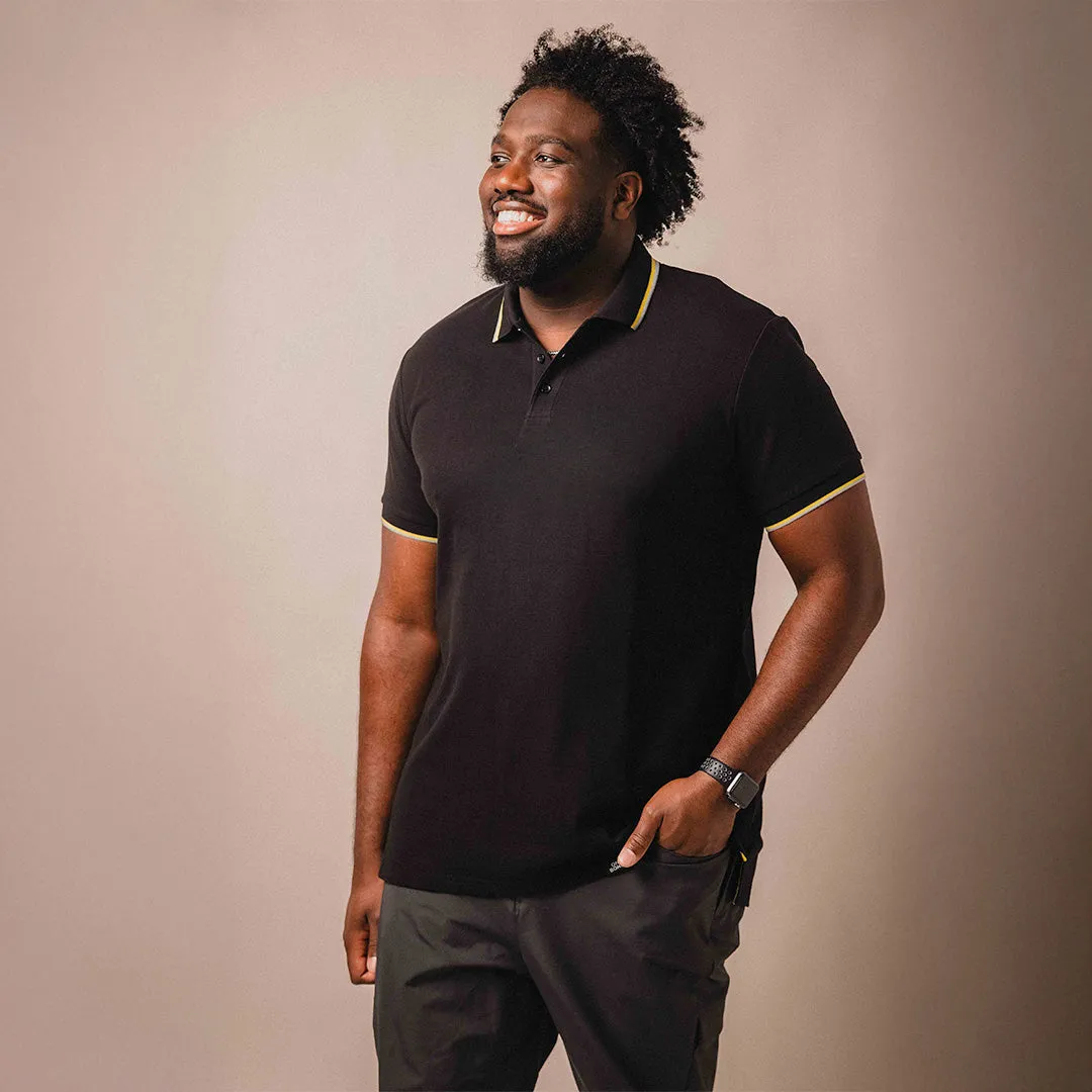 Contrast Collar Polo - Black sold by One Bone