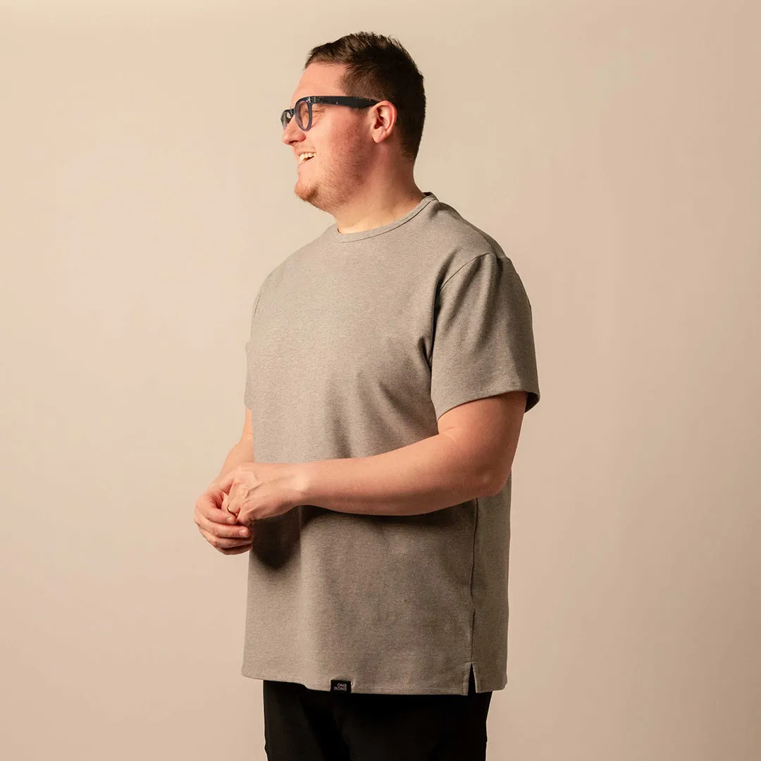 Split Hem French Terry Tee - Grey Mix sold by One Bone