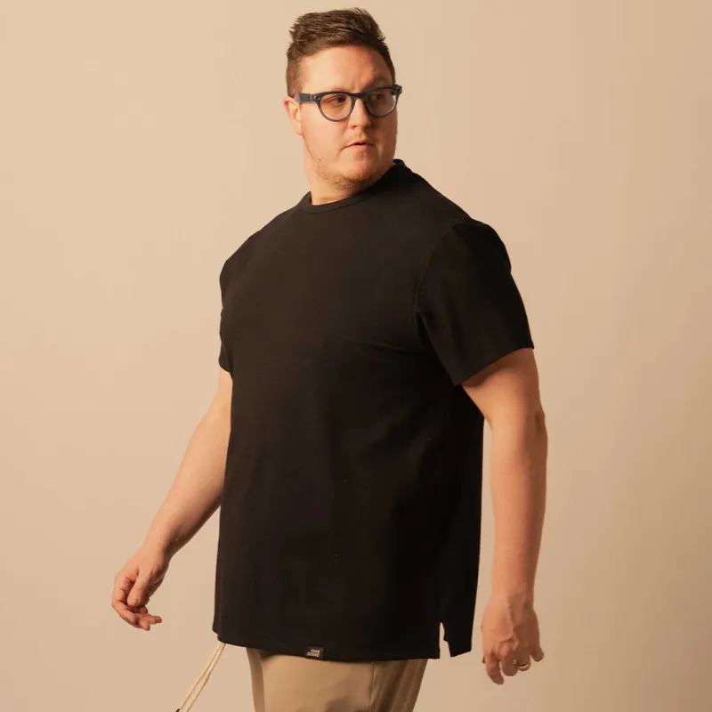 Split Hem French Terry Tee - Black sold by One Bone