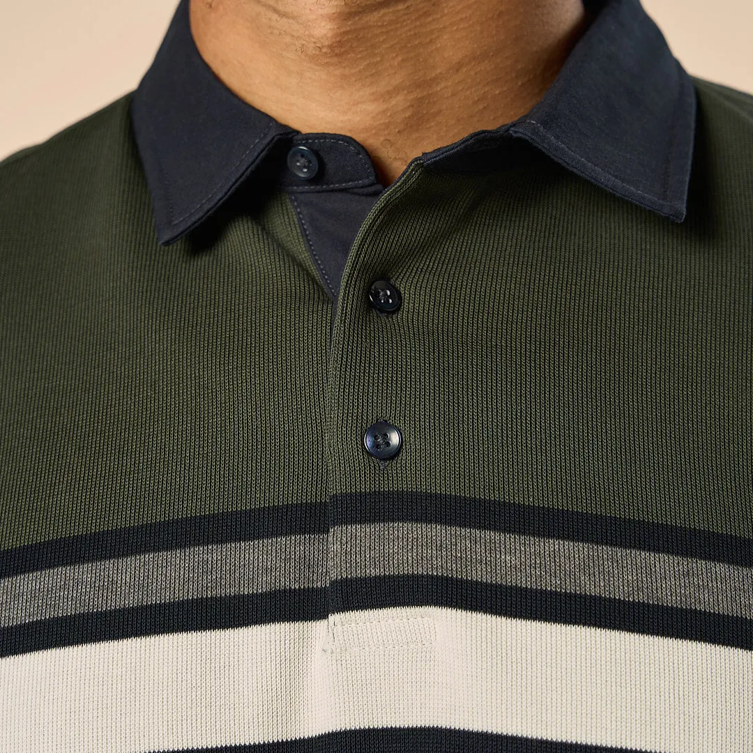 Knit Long Sleeve Polo - Green/Navy sold by One Bone product image thumbnail 3