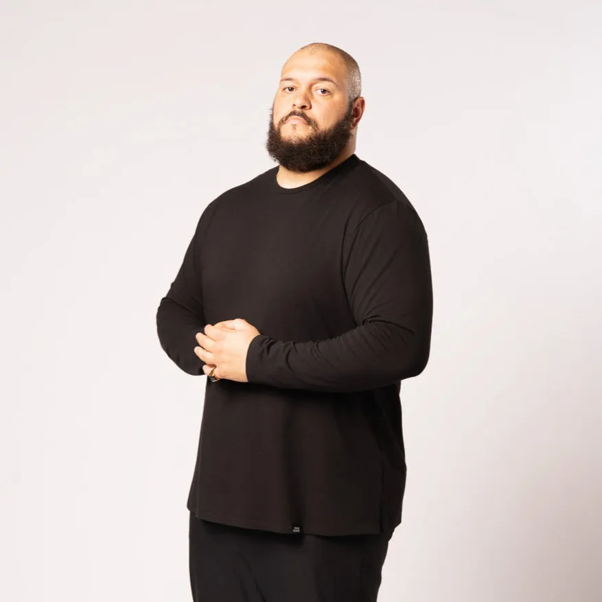 L/S Split Hem Cotton 95/5 - Black sold by One Bone