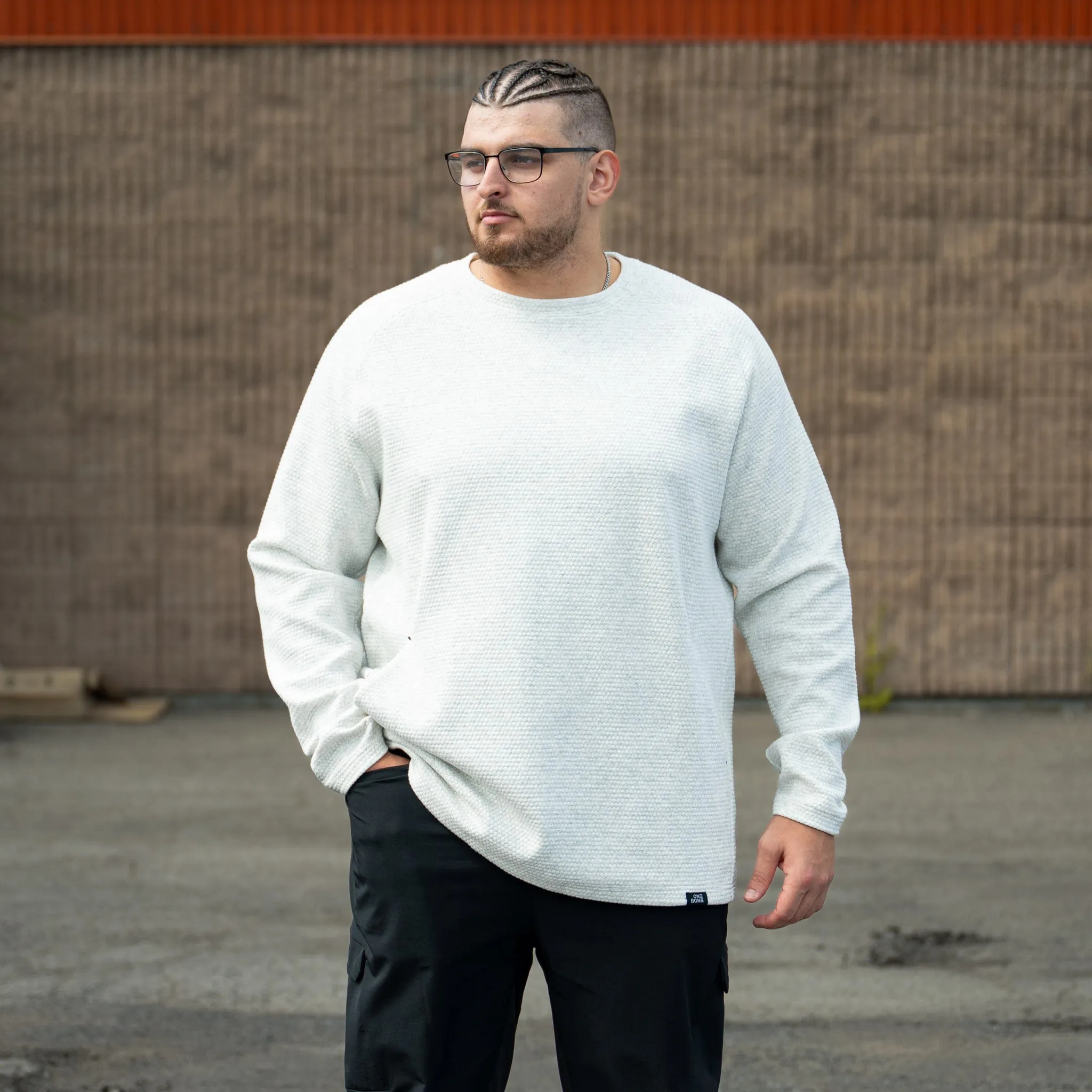 Honeycomb Crewneck Sweater - Chalk sold by One Bone