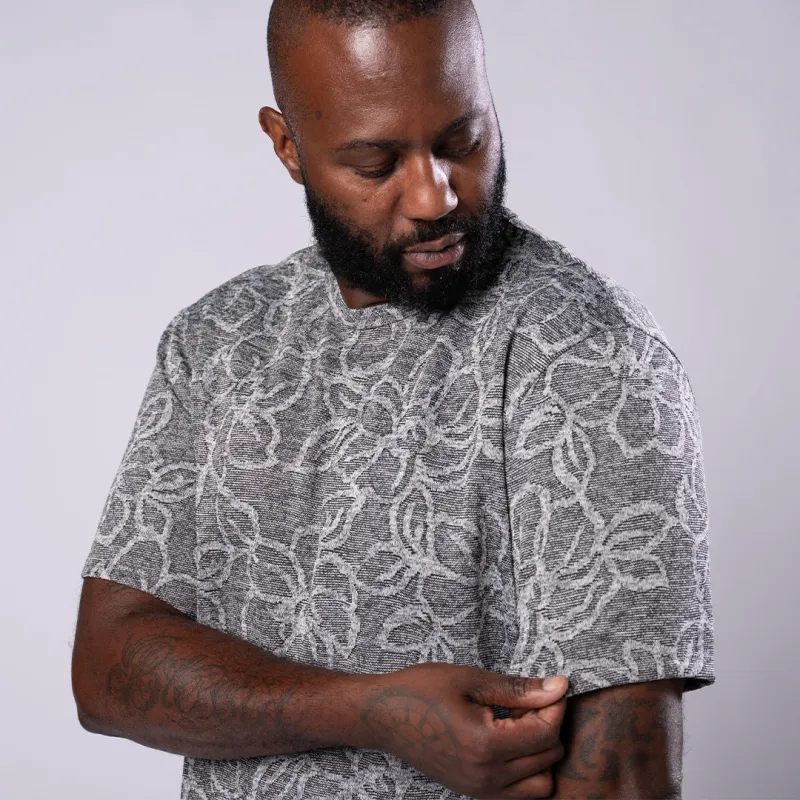 Jacquard Tee - Grey Floral sold by One Bone