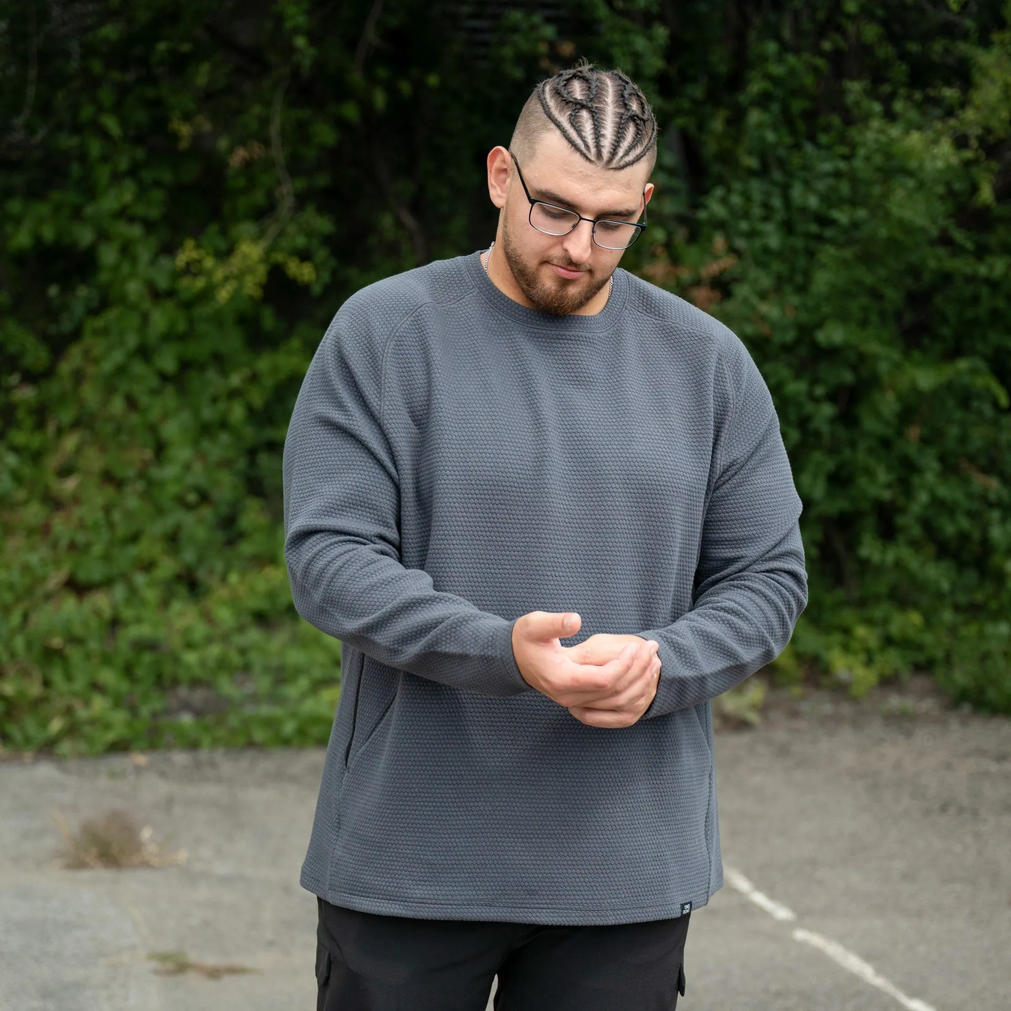 Honeycomb Crewneck Sweater - Stone Grey sold by One Bone