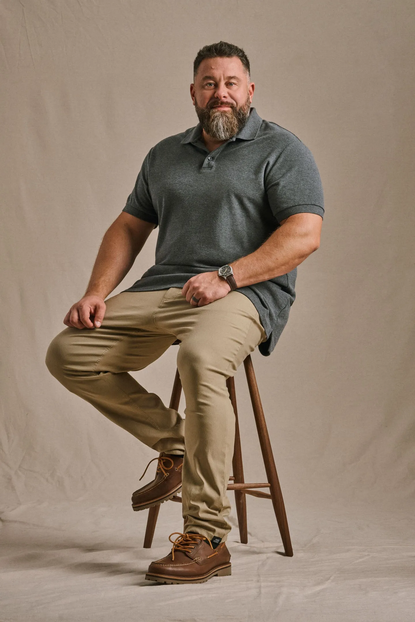 Split Hem Polo - Heather Charcoal sold by One Bone product image thumbnail 4