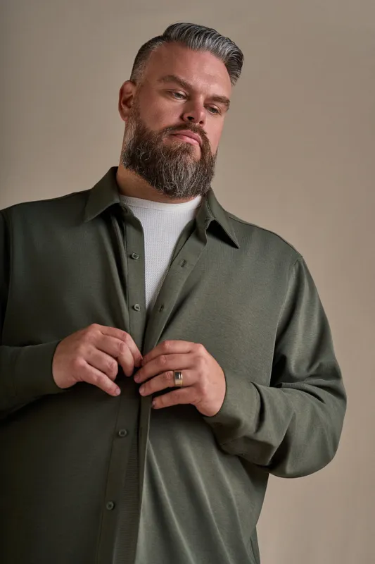 Stretch Knit Dress Shirt - Canyon Green made by One Bone