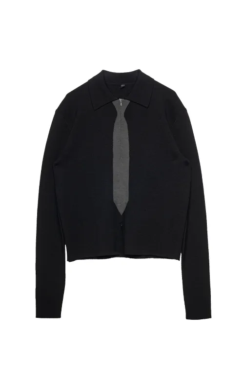 BLACK KNIT TIE POLO sold by Spencer Badu