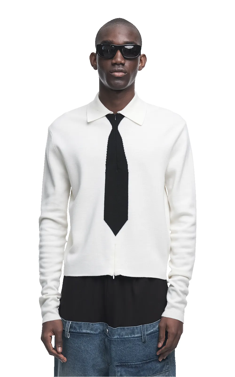 WHITE KNITTED UNIFORM POLO sold by Spencer Badu product image thumbnail 2