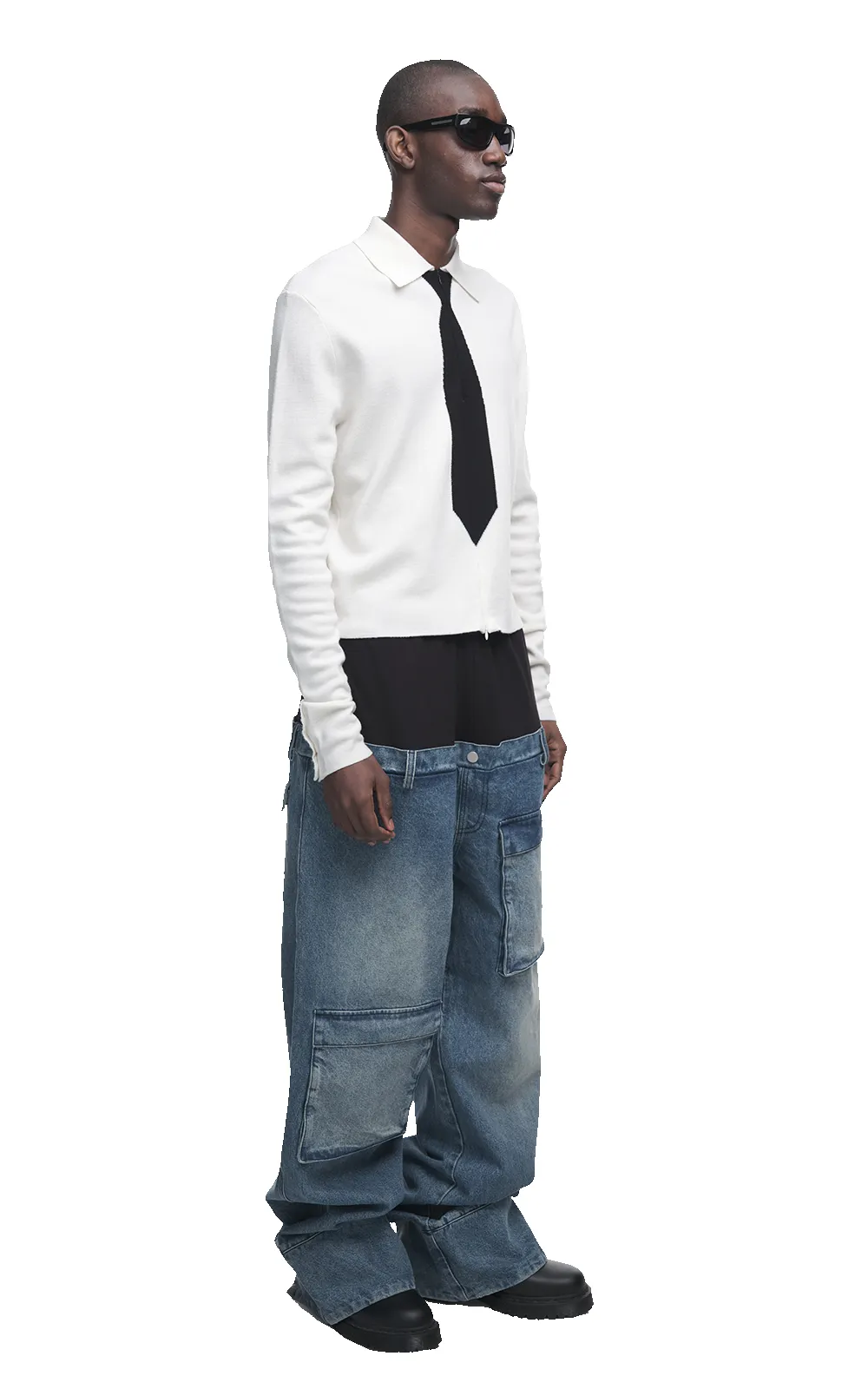 WHITE KNITTED UNIFORM POLO sold by Spencer Badu product image thumbnail 5