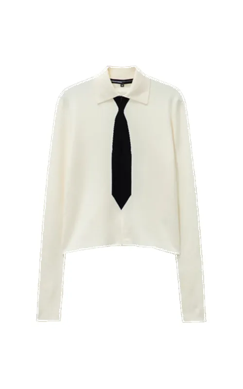 WHITE KNITTED UNIFORM POLO sold by Spencer Badu