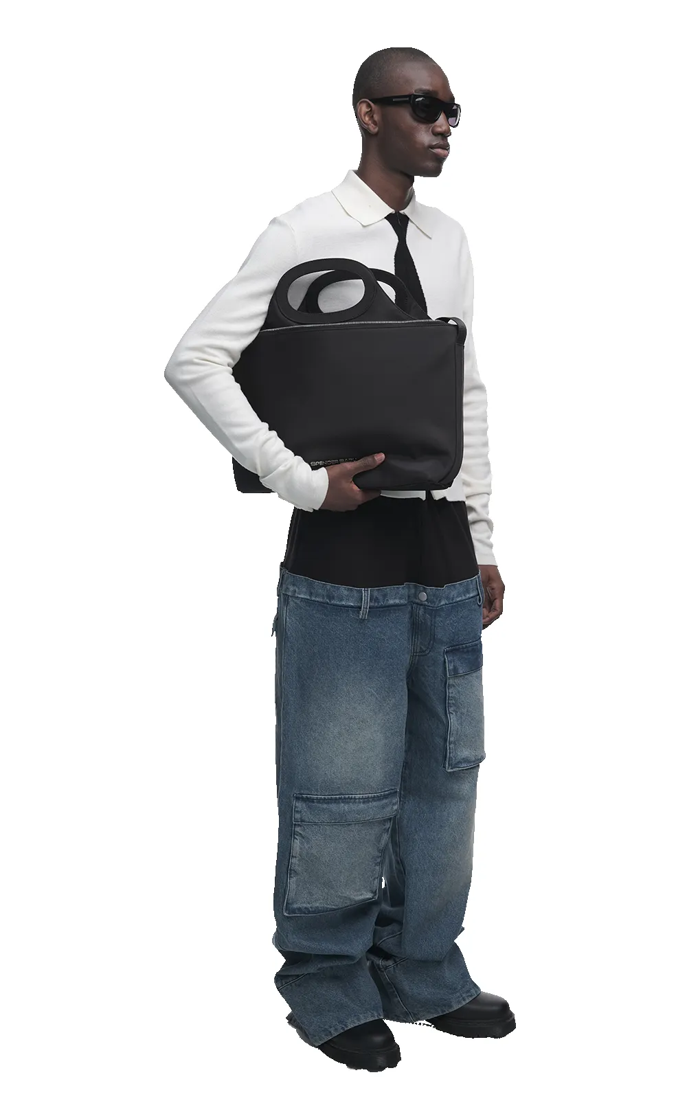 WHITE KNITTED UNIFORM POLO sold by Spencer Badu product image thumbnail 4