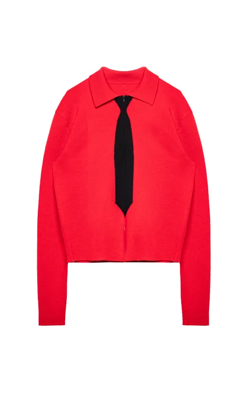 RED KNIT TIE POLO sold by Spencer Badu