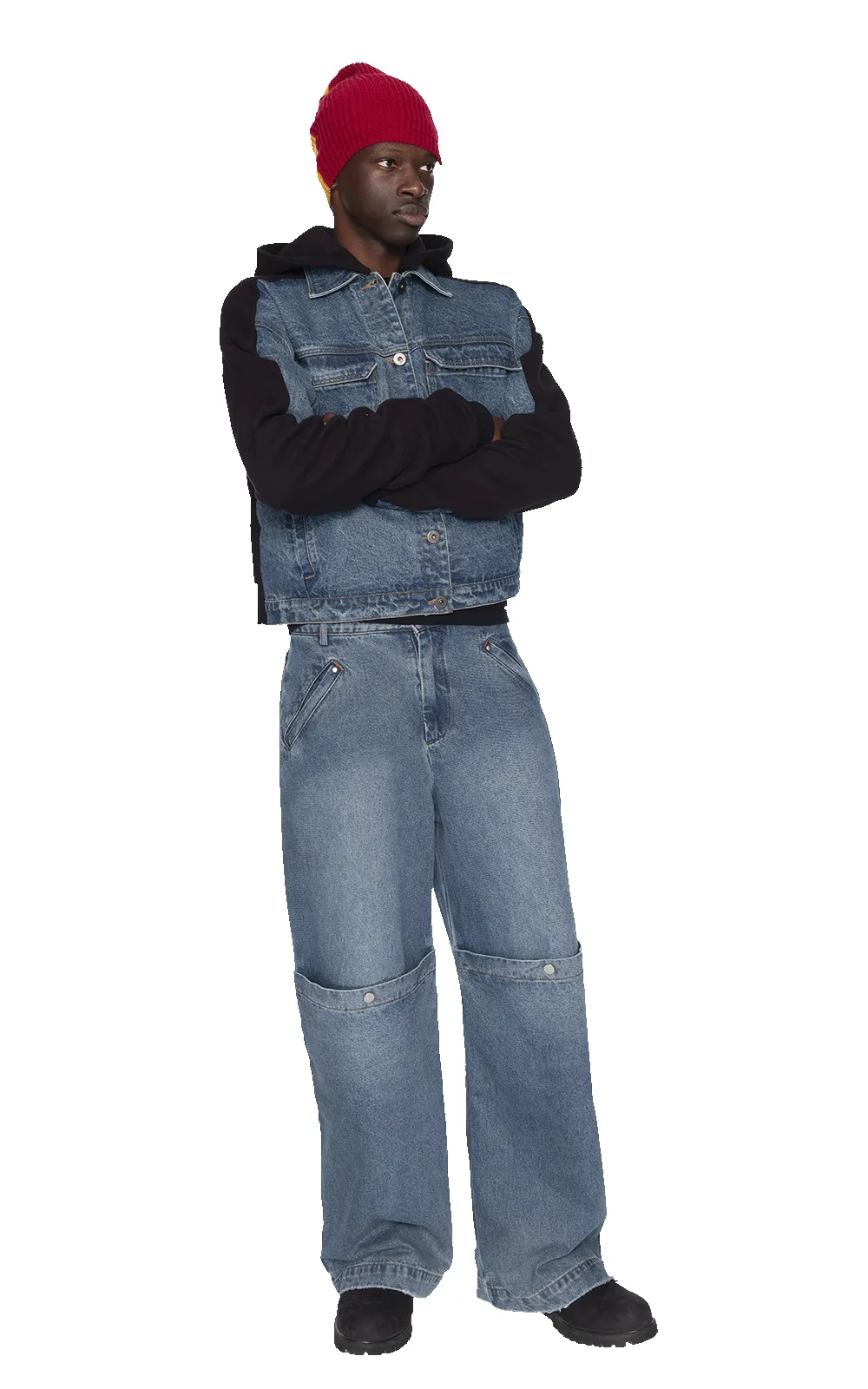 BLUE & BLACK PANELED DENIM JACKET sold by Spencer Badu product image thumbnail 3