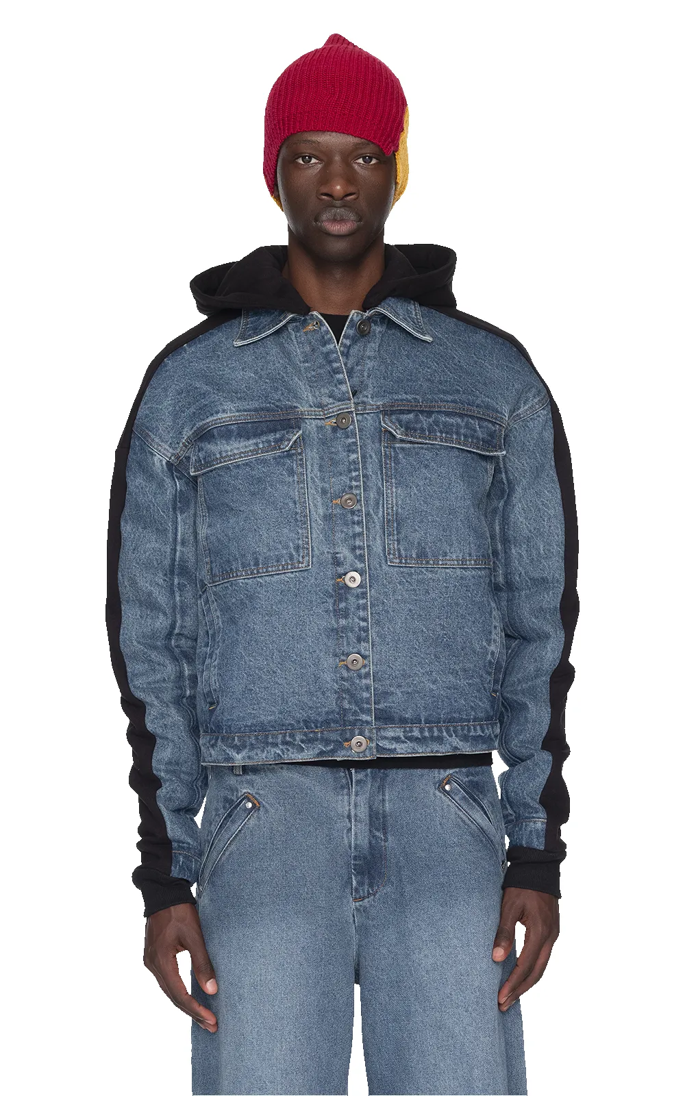 BLUE & BLACK PANELED DENIM JACKET sold by Spencer Badu product image thumbnail 2