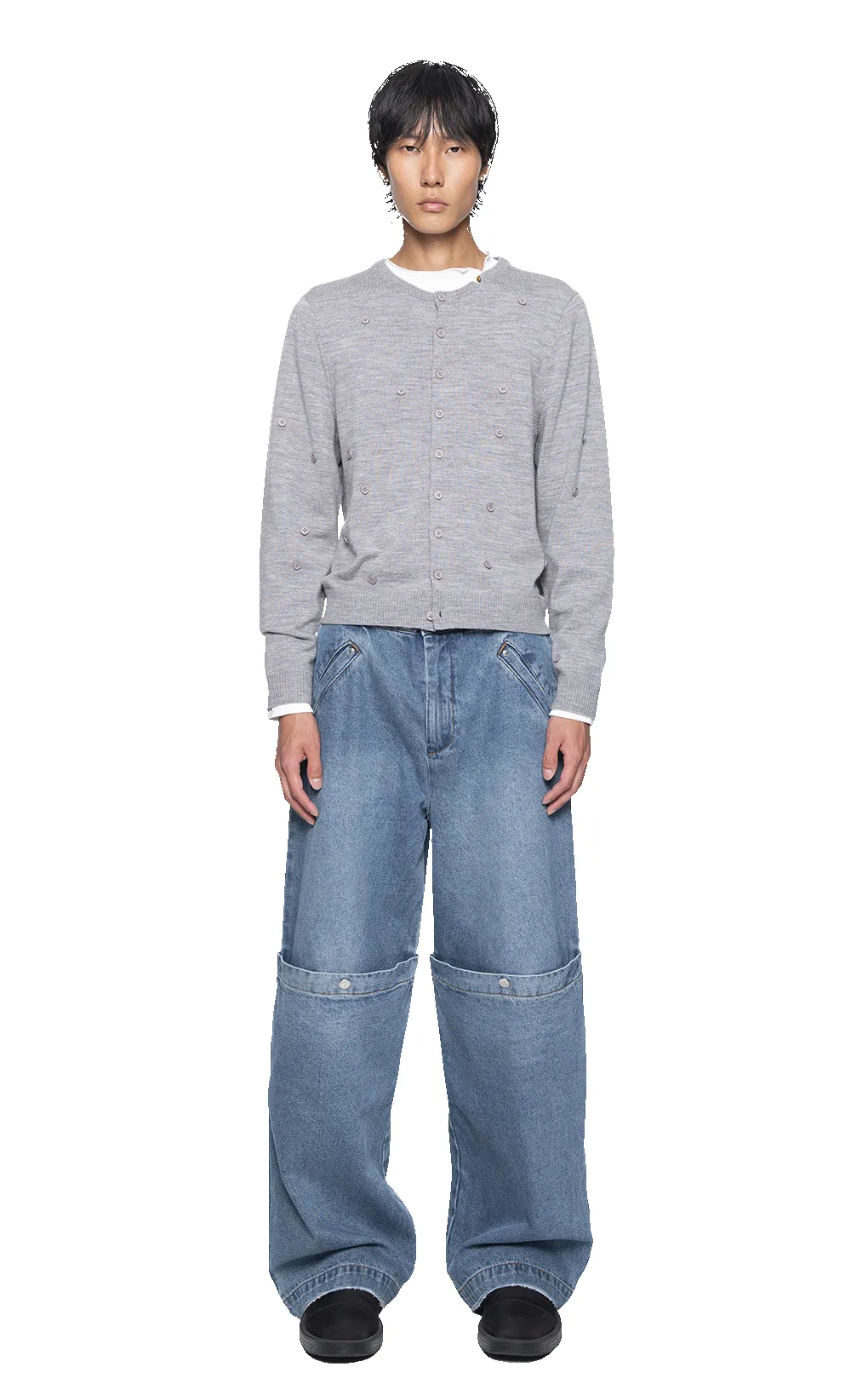 GRAY BUTTON CARDIGAN sold by Spencer Badu product image thumbnail 3