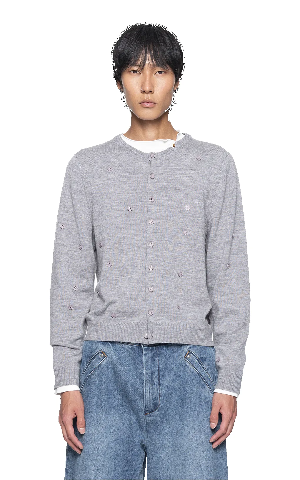 GRAY BUTTON CARDIGAN sold by Spencer Badu product image thumbnail 2