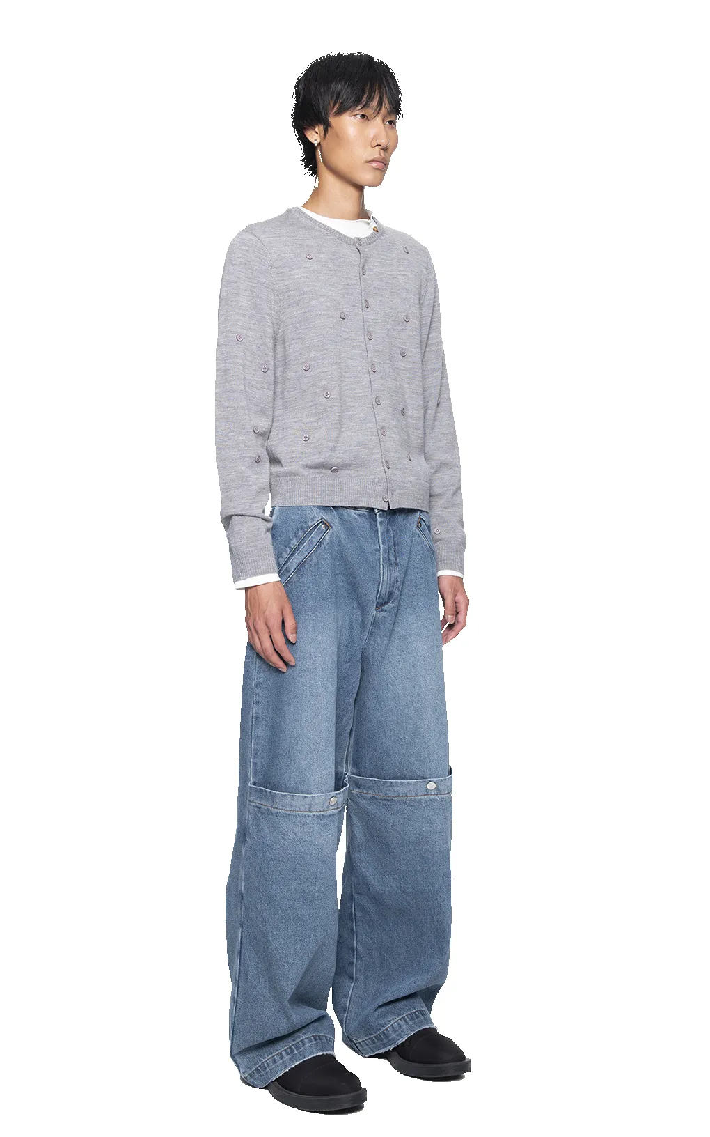 GRAY BUTTON CARDIGAN sold by Spencer Badu product image thumbnail 4