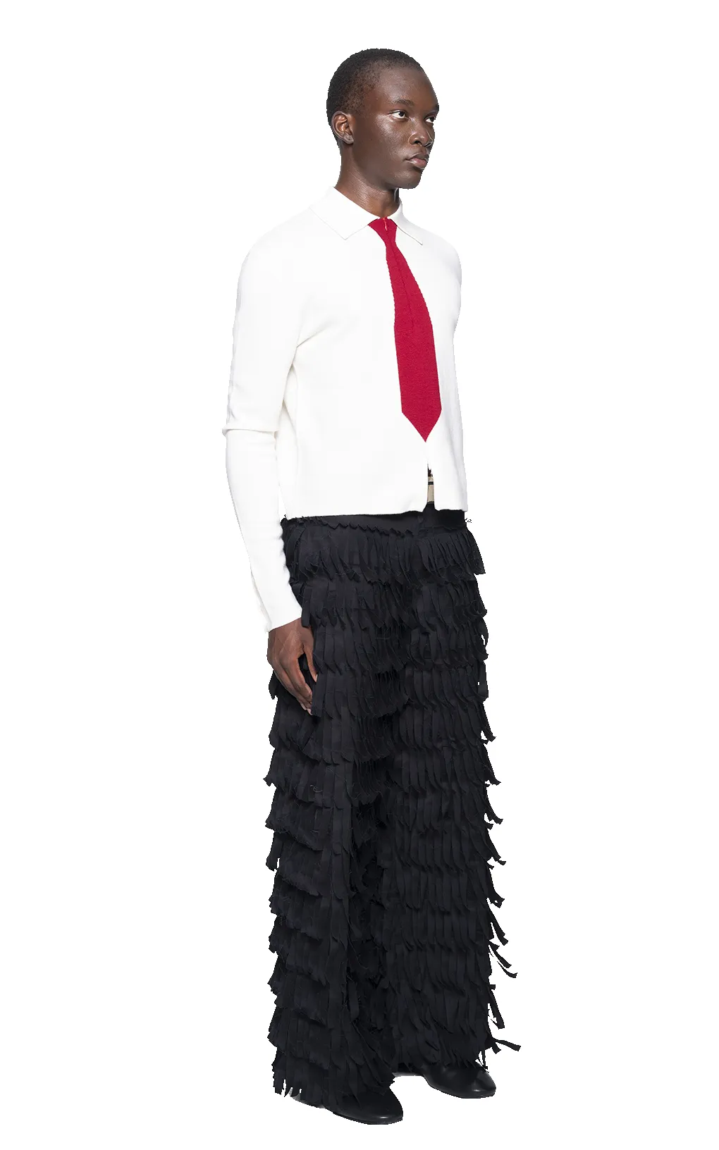 KNITTED TIE SHIRT IN BURGUNDY sold by Spencer Badu product image thumbnail 4