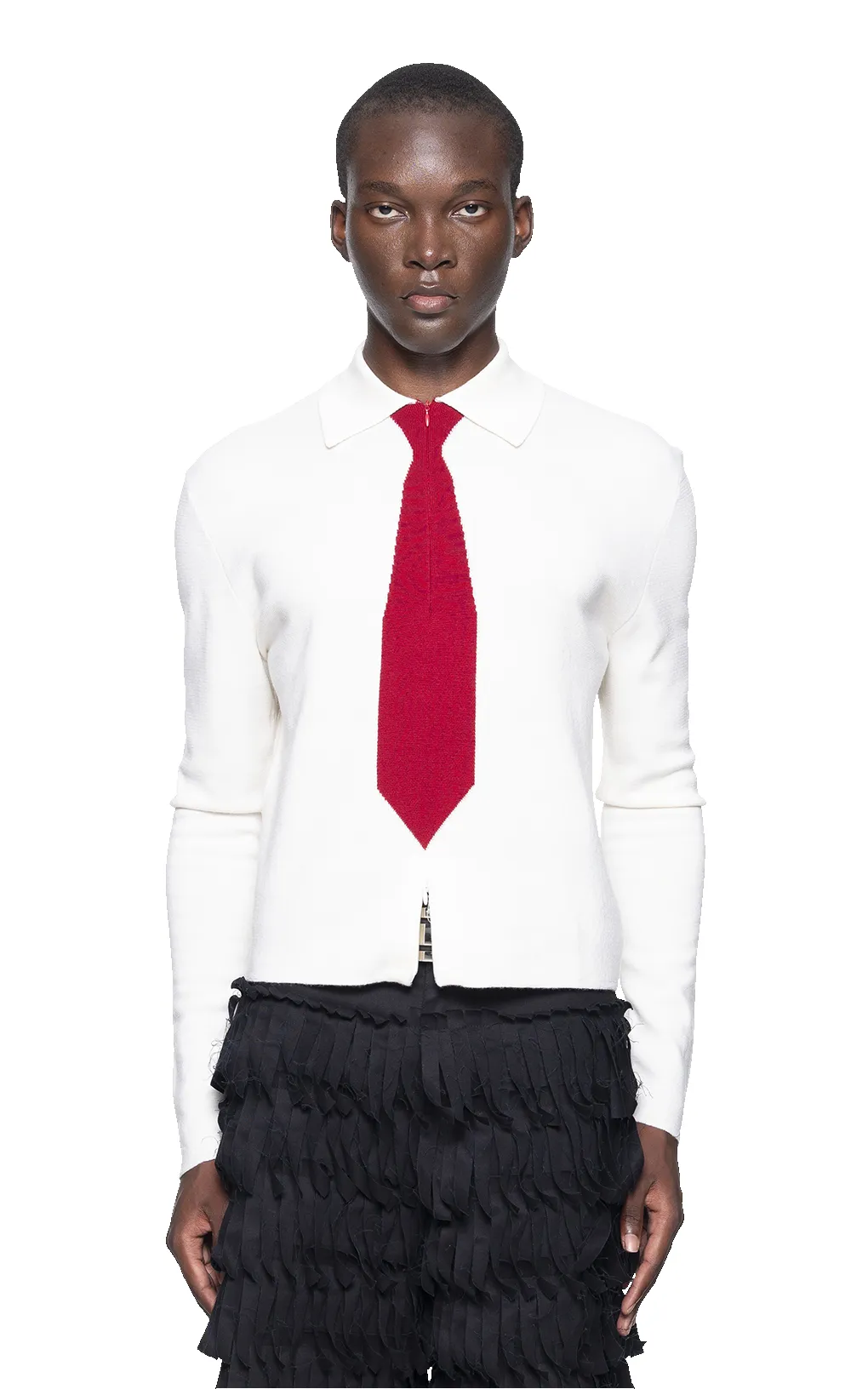 KNITTED TIE SHIRT IN BURGUNDY sold by Spencer Badu product image thumbnail 2