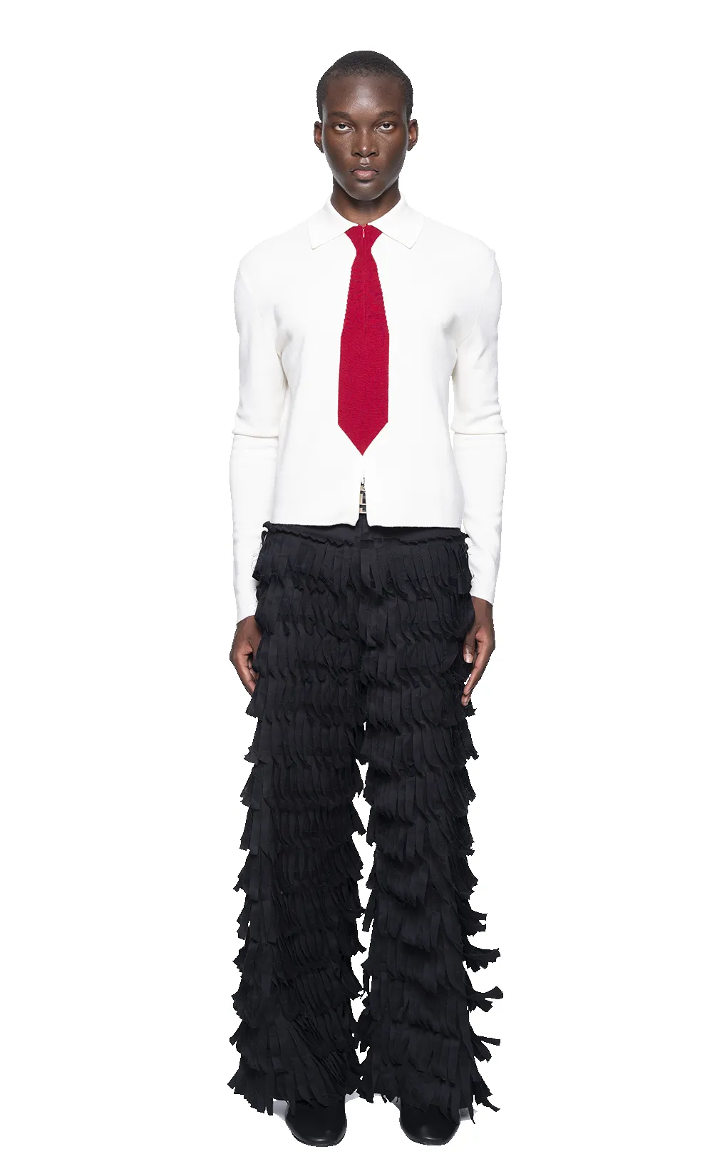 KNITTED TIE SHIRT IN BURGUNDY sold by Spencer Badu product image thumbnail 3