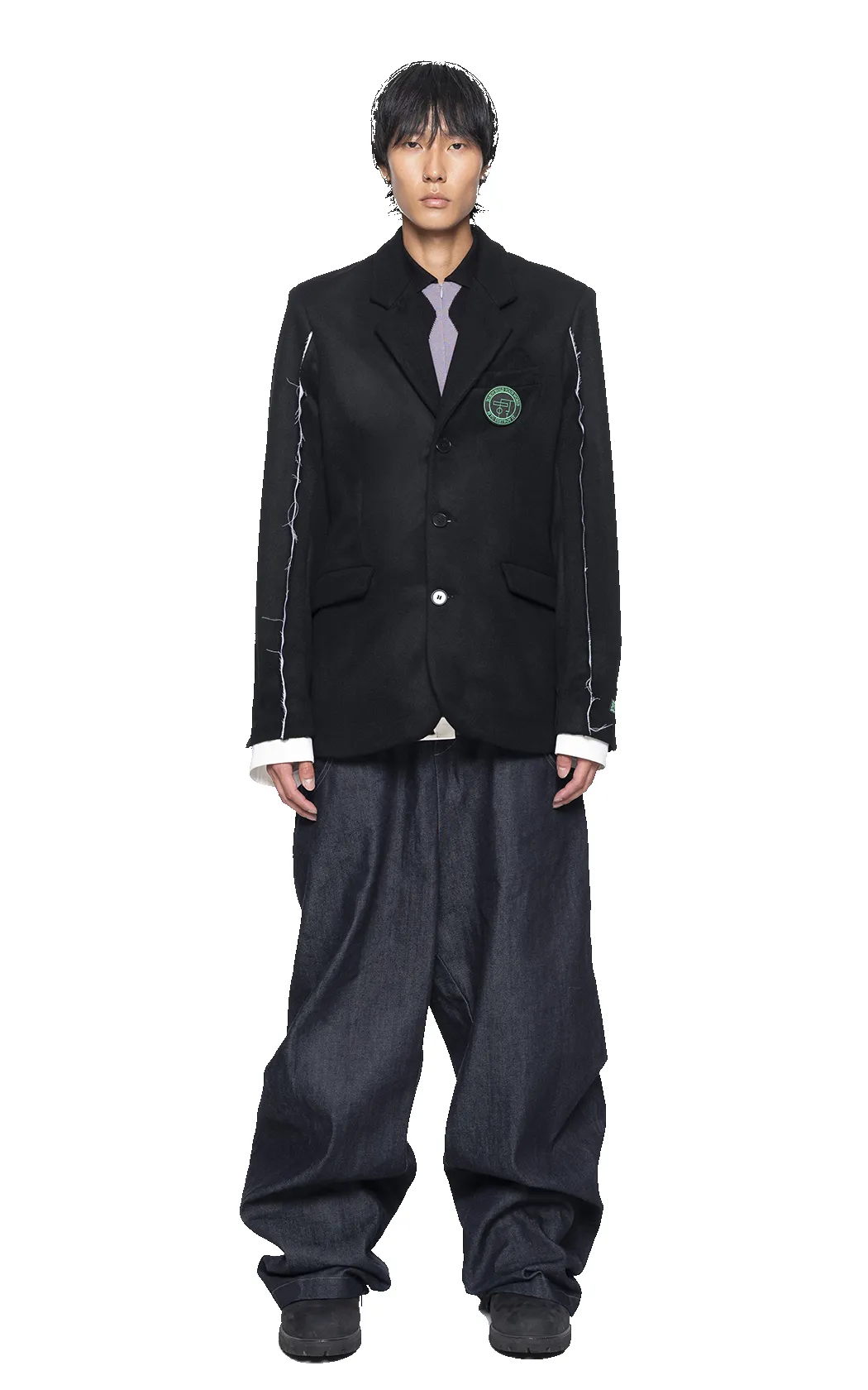 BLACK DECONSTRUCTED WOOL BLAZER sold by Spencer Badu product image thumbnail 3