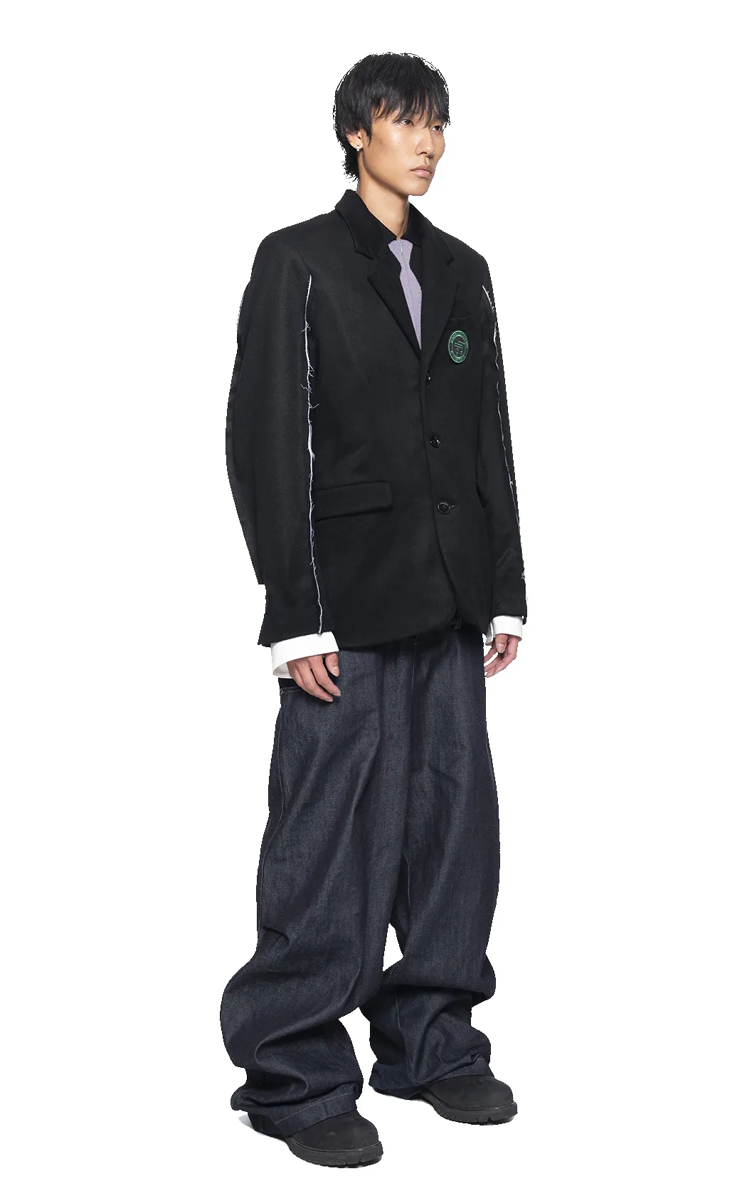 BLACK DECONSTRUCTED WOOL BLAZER sold by Spencer Badu product image thumbnail 4