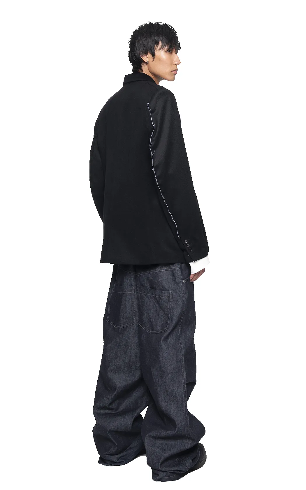 BLACK DECONSTRUCTED WOOL BLAZER sold by Spencer Badu product image thumbnail 5