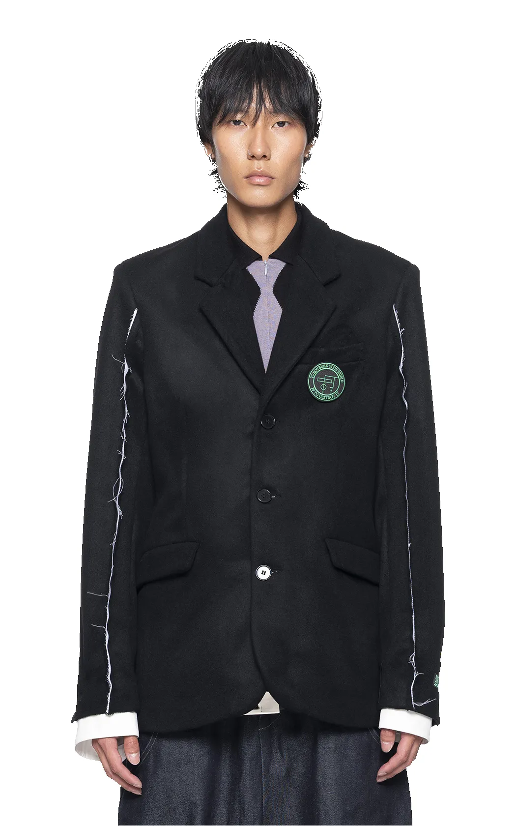 BLACK DECONSTRUCTED WOOL BLAZER sold by Spencer Badu product image thumbnail 2