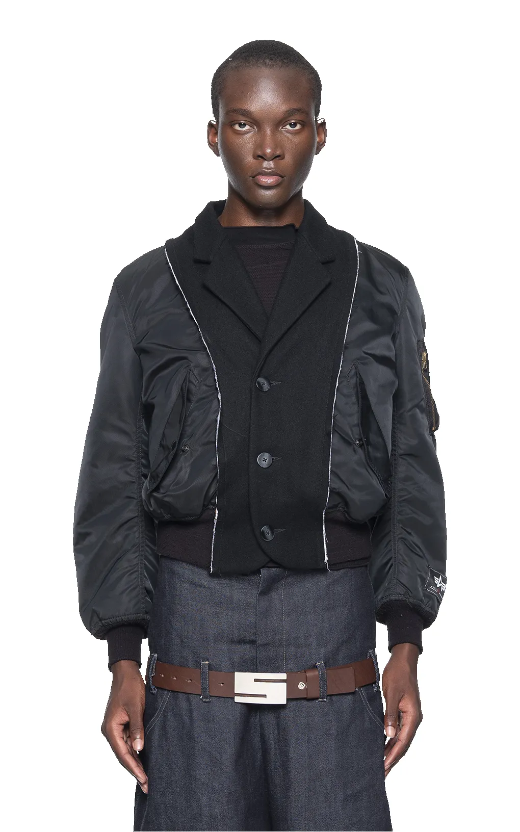 BLACK ALPHA INDUSTRIES REWORKED BOMBER JACKET sold by Spencer Badu product image thumbnail 2