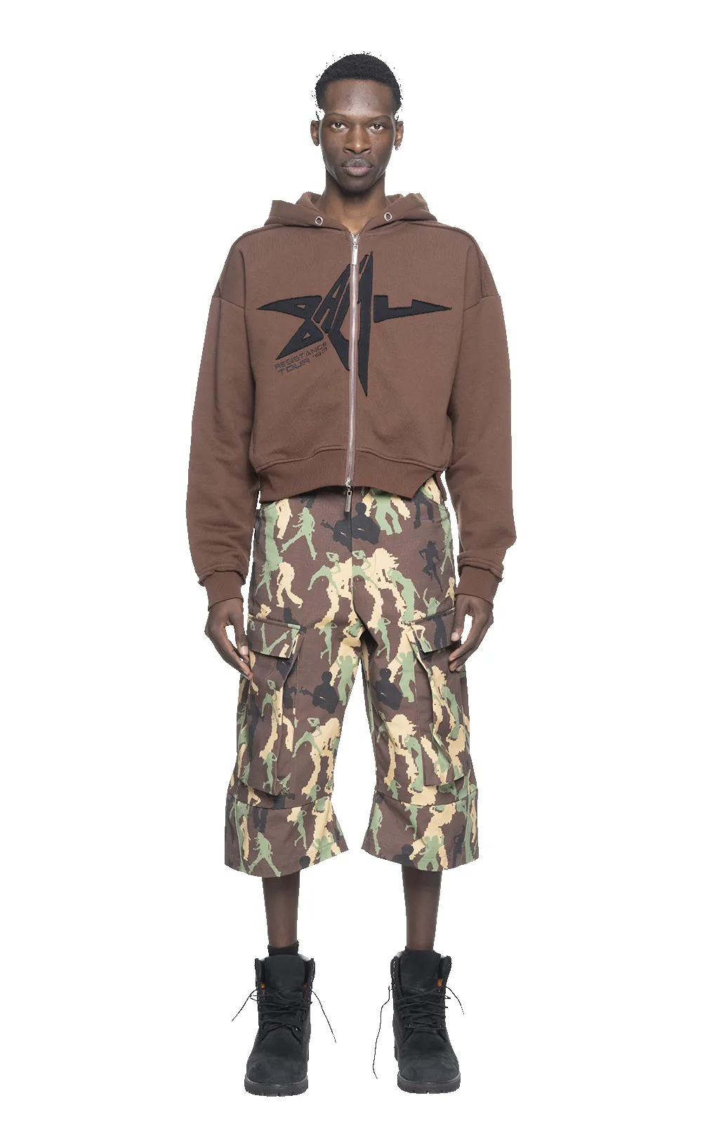 APPLIQUE BADU STAR HOODIE IN BROWN sold by Spencer Badu product image thumbnail 4