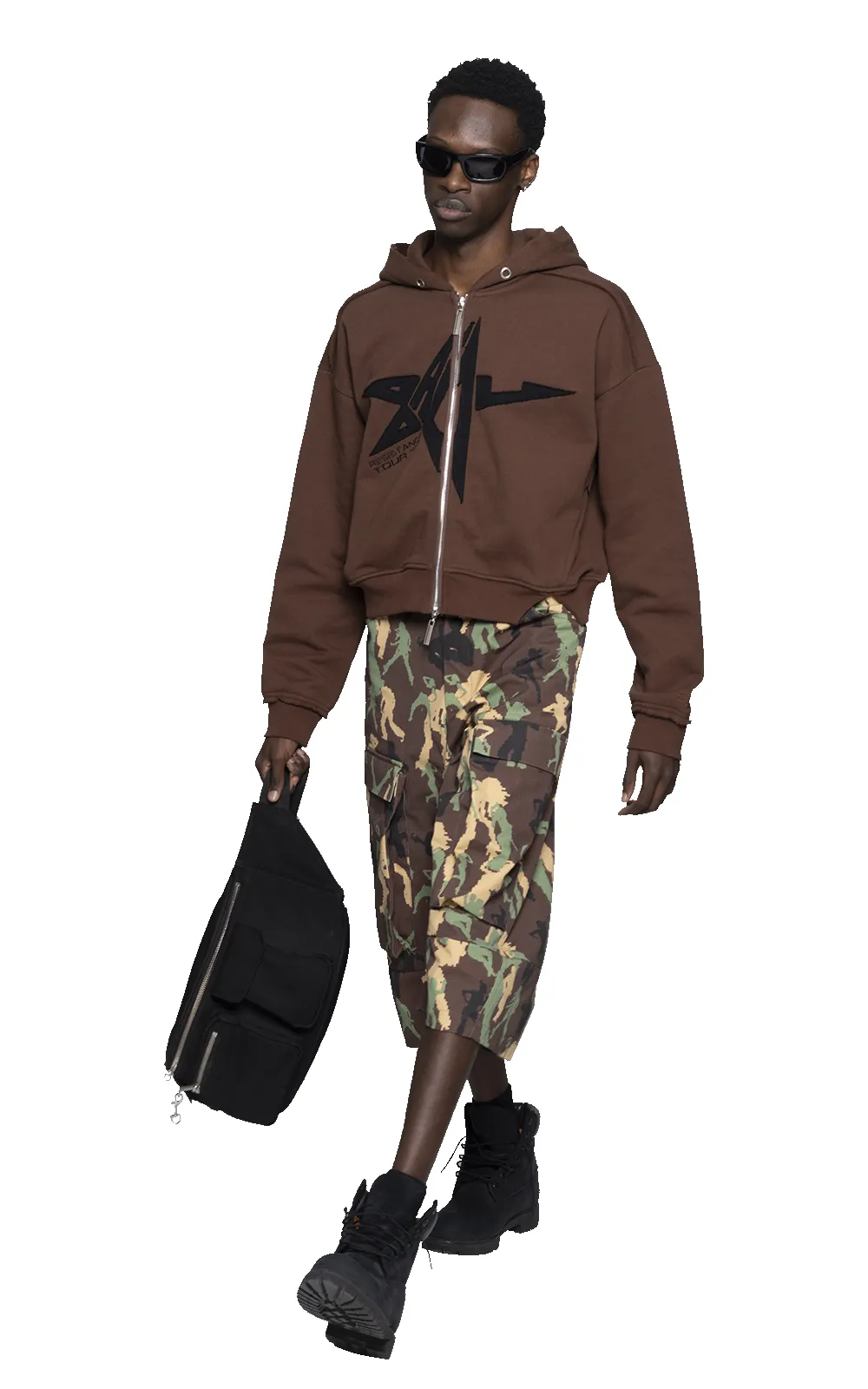 APPLIQUE BADU STAR HOODIE IN BROWN sold by Spencer Badu