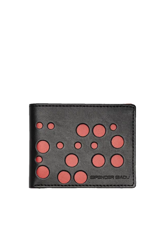 LEATHER PERFORATED WALLET IN BLACK made by Spencer Badu