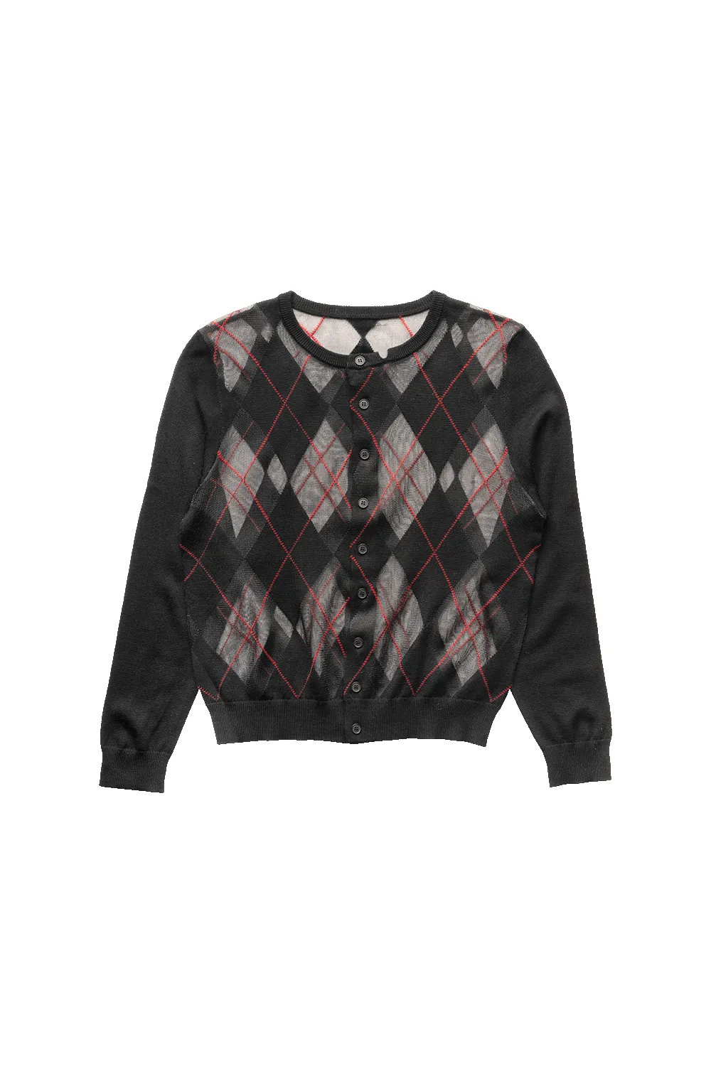 SHEER ARGYLE CARDIGAN IN BLACK sold by Spencer Badu product image thumbnail 2