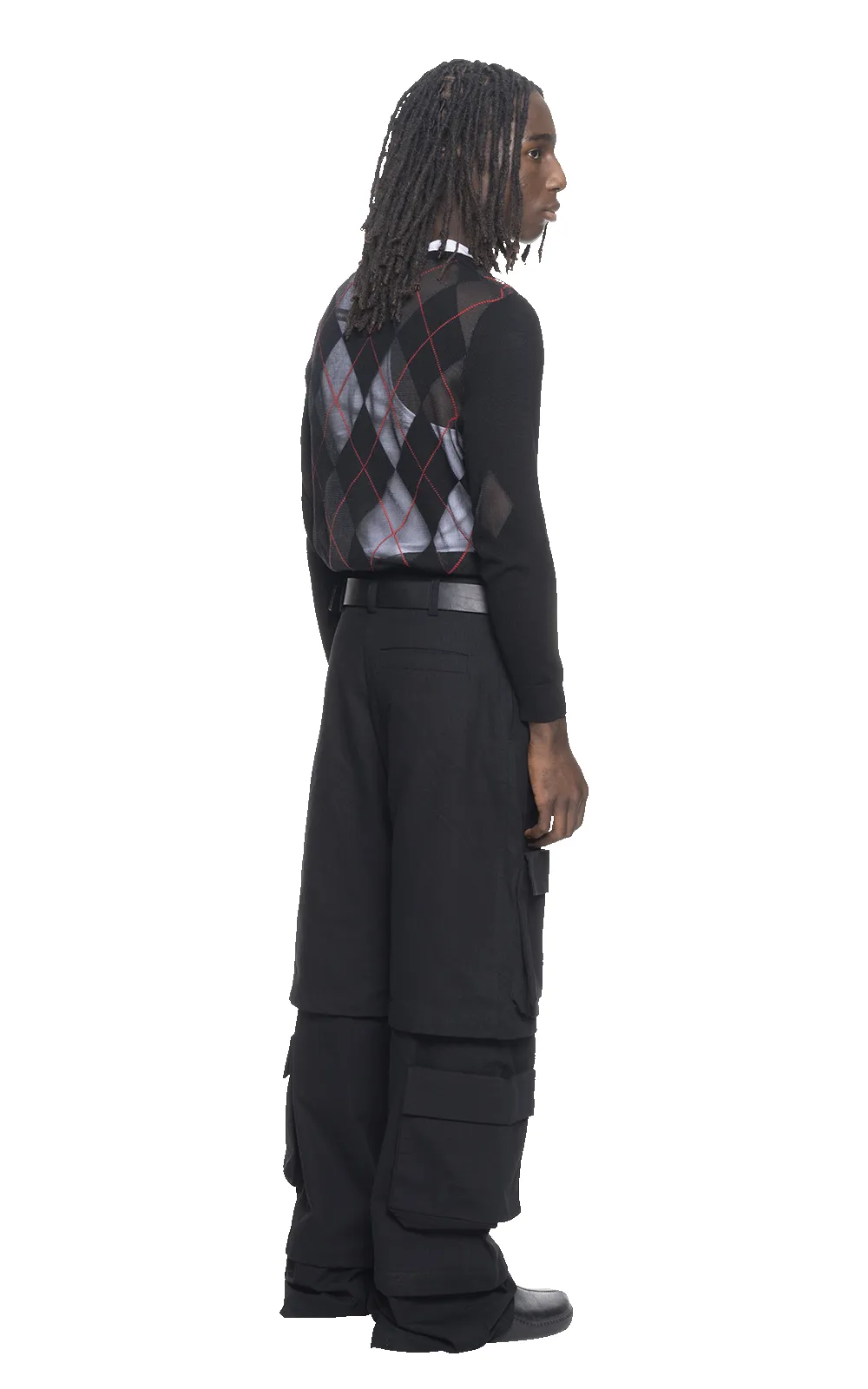 SHEER ARGYLE CARDIGAN IN BLACK sold by Spencer Badu product image thumbnail 5