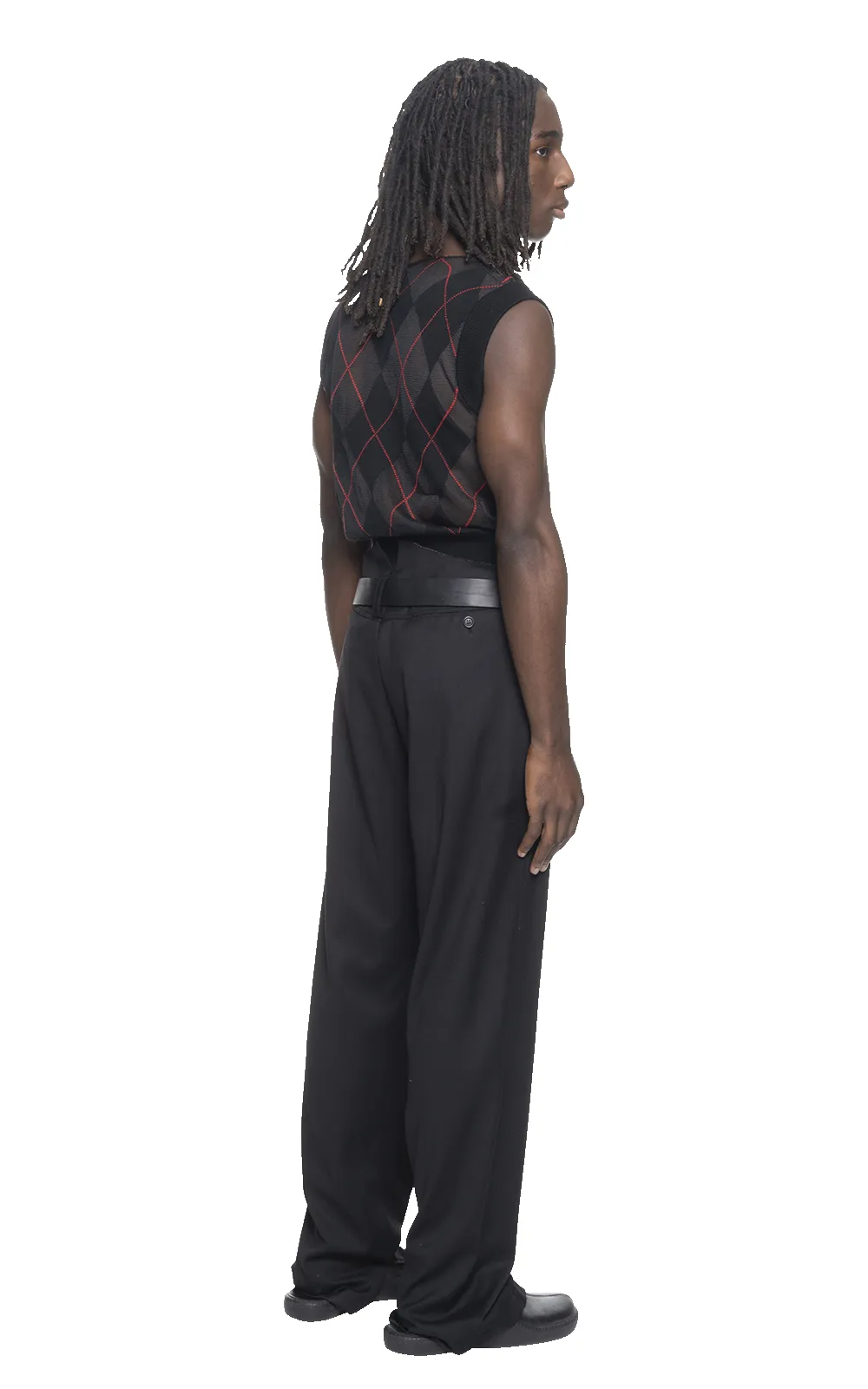 SHEER ARGYLE VEST IN BLACK sold by Spencer Badu product image thumbnail 5