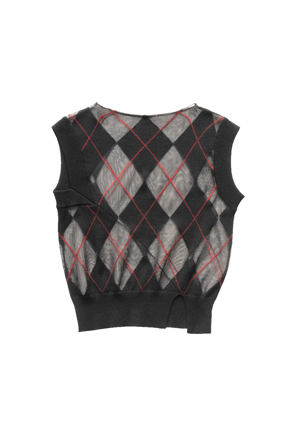 SHEER ARGYLE VEST IN BLACK sold by Spencer Badu product image thumbnail 2