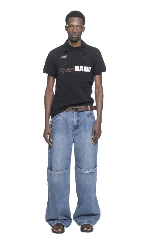 TWISTED GOLF POLO IN BLACK made by Spencer Badu