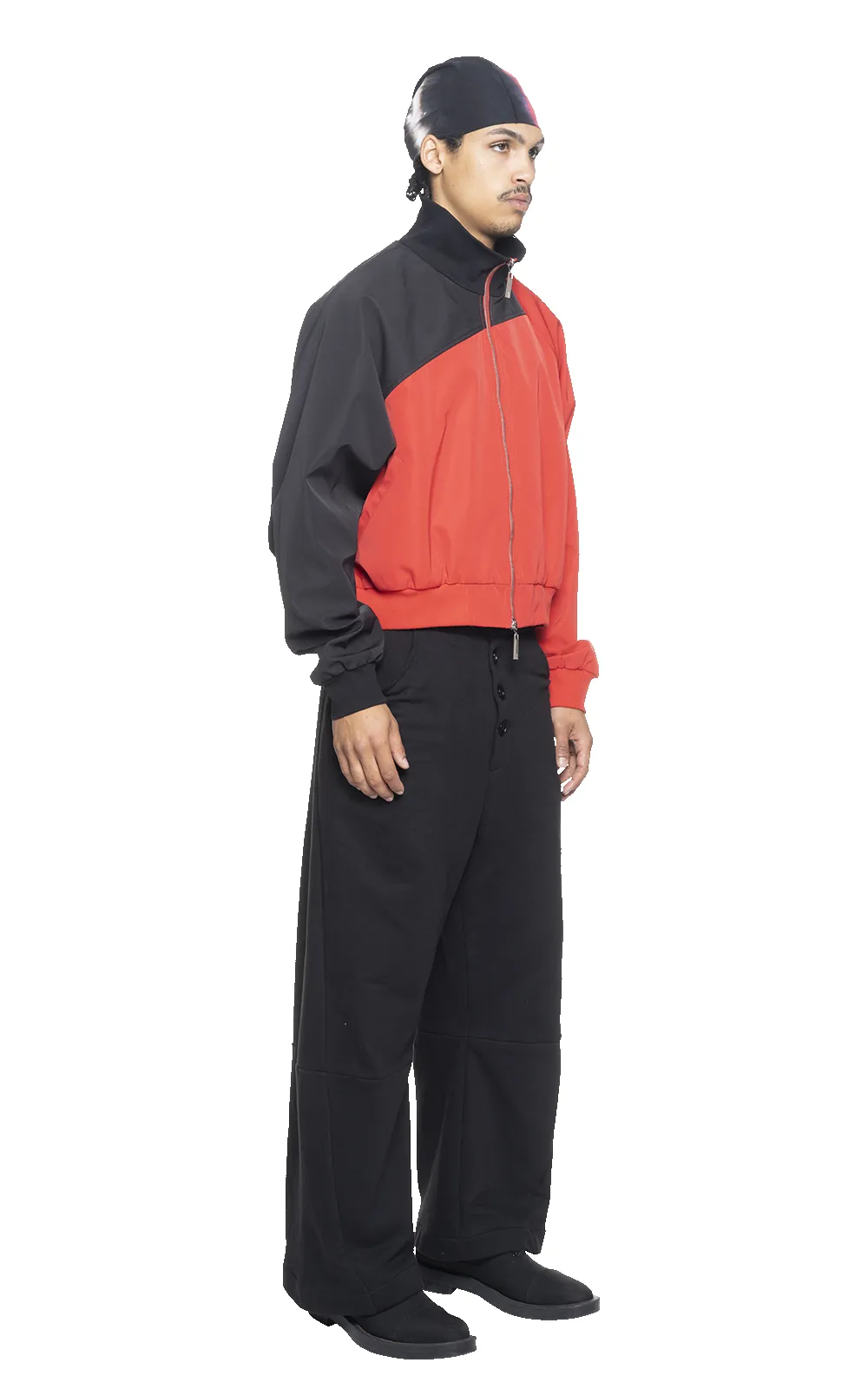 ASYMMETRICAL TRACK JACKET IN RED sold by Spencer Badu product image thumbnail 4