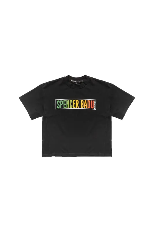 OVERSIZED BOX LOGO TEE IN BLACK made by Spencer Badu