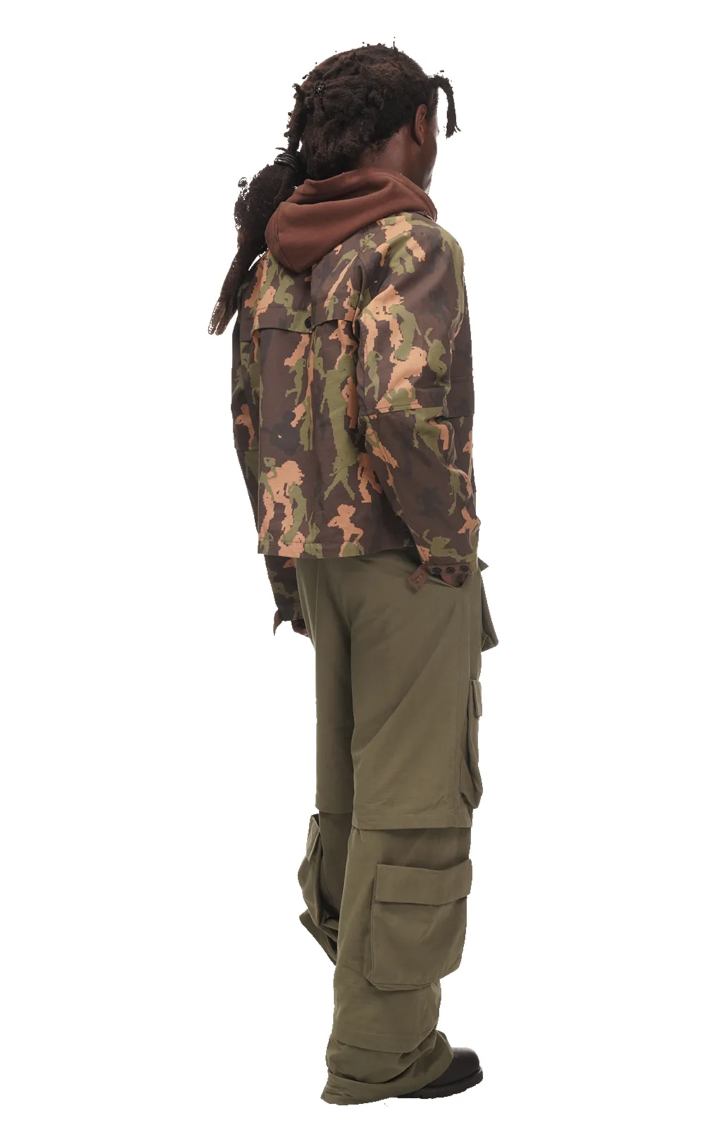 DANCING CAMO CARGO JACKET IN BROWN sold by Spencer Badu product image thumbnail 5