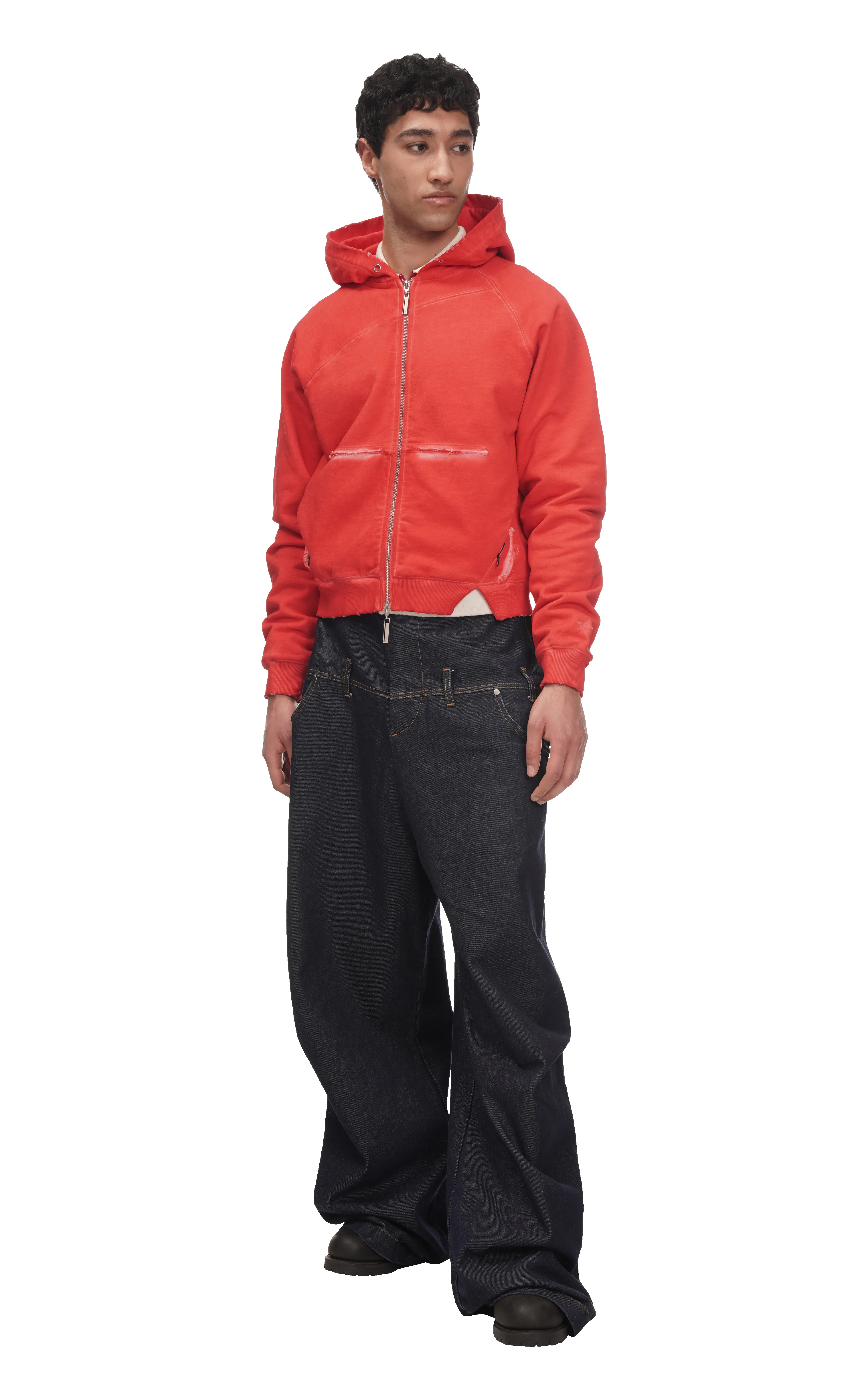 ASYMMETRICAL RAGLAN HOODIE IN RED sold by Spencer Badu product image thumbnail 5