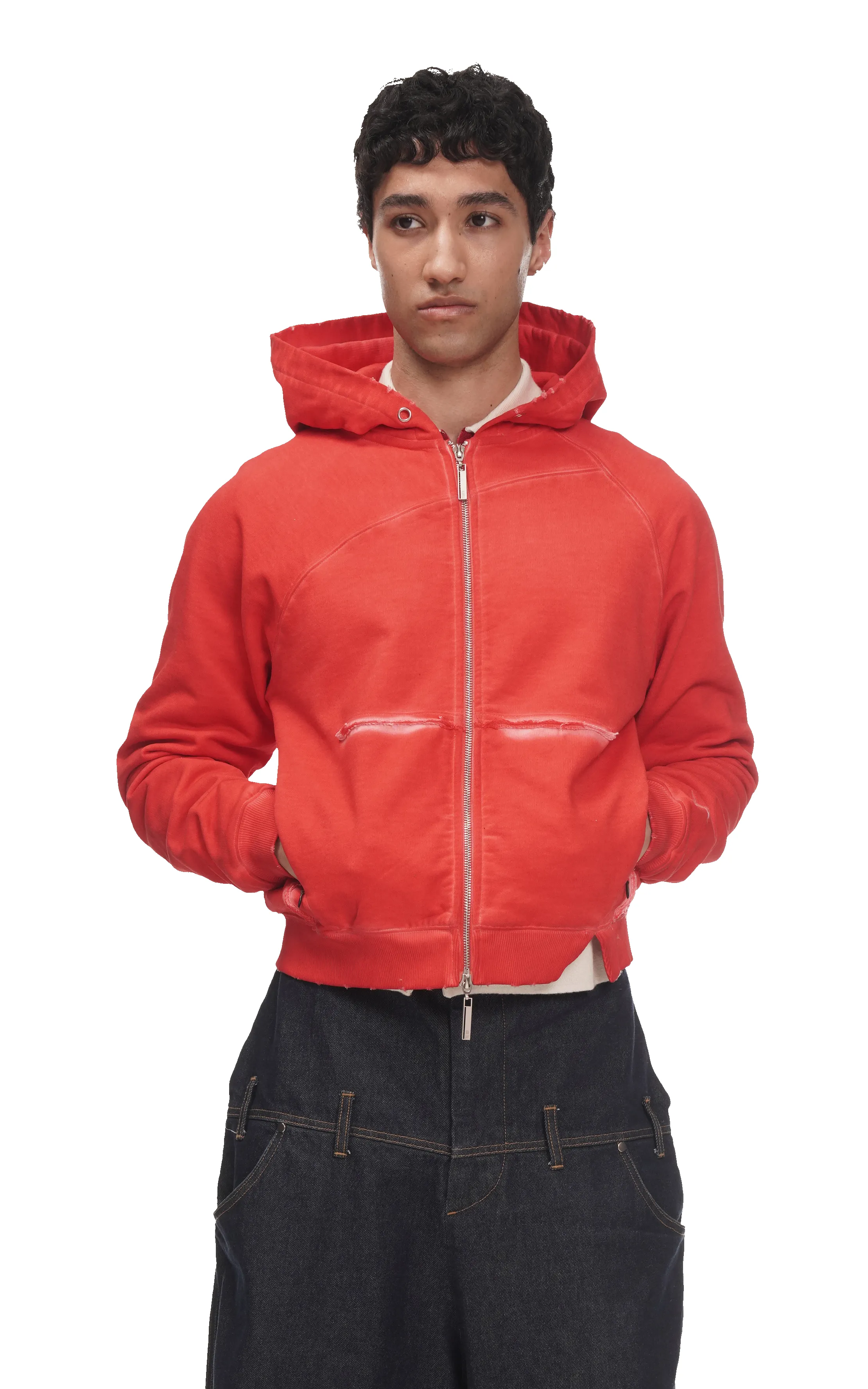 ASYMMETRICAL RAGLAN HOODIE IN RED sold by Spencer Badu product image thumbnail 3