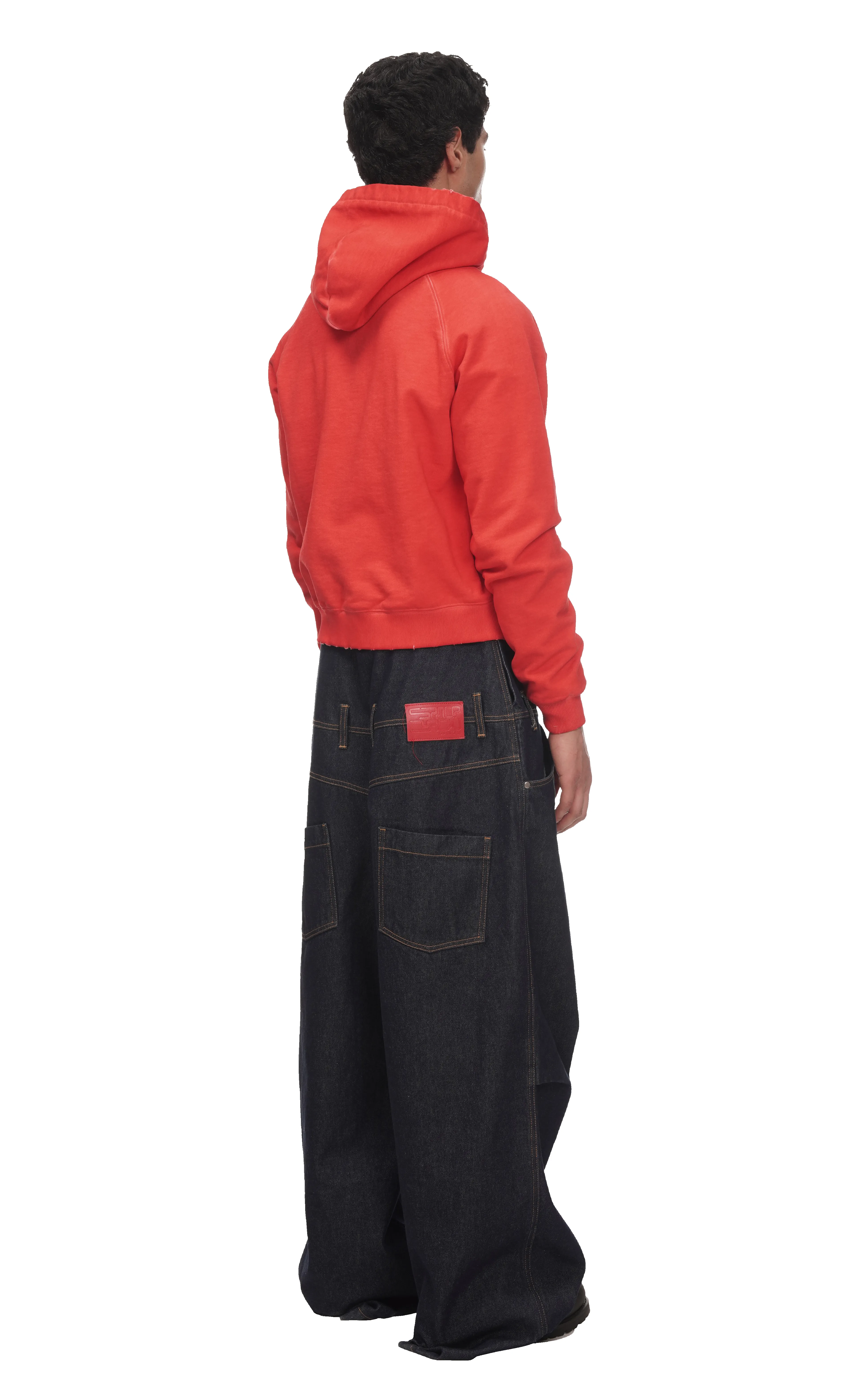 ASYMMETRICAL RAGLAN HOODIE IN RED sold by Spencer Badu product image thumbnail 4