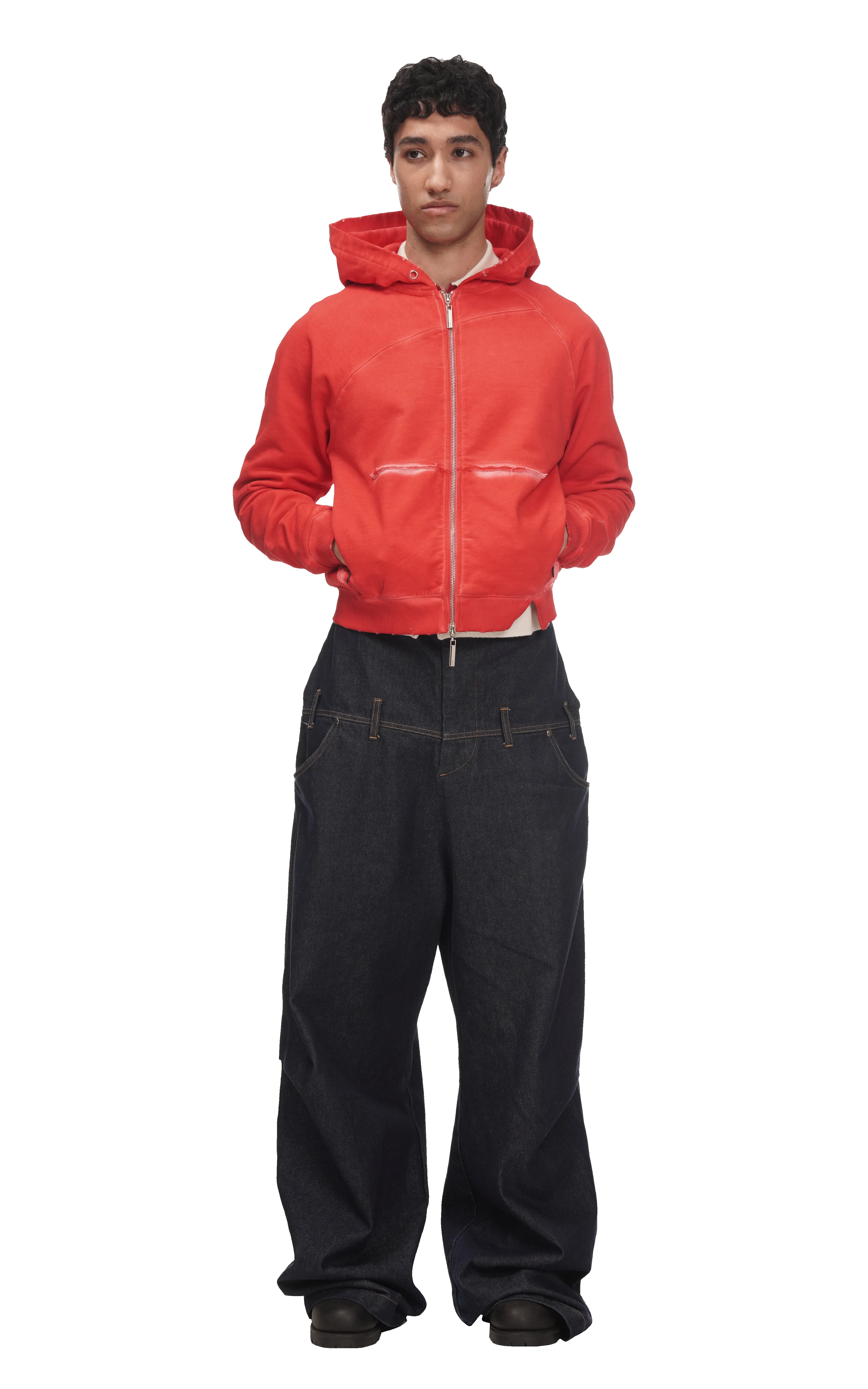 ASYMMETRICAL RAGLAN HOODIE IN RED sold by Spencer Badu product image thumbnail 2