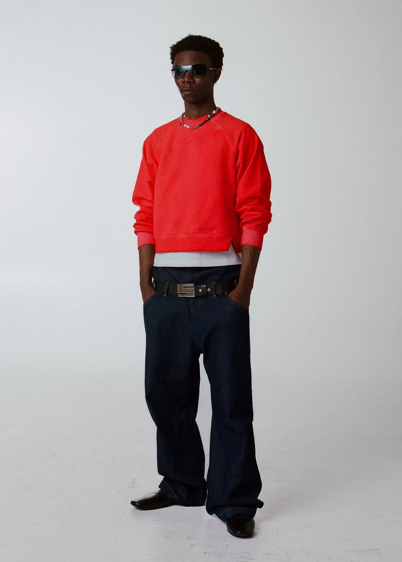 ASYMMETRICAL RAGLAN SWEATER IN RED sold by Spencer Badu product image thumbnail 2