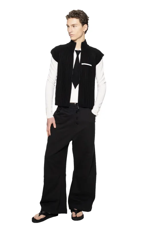 KNITTED RAGLAN VEST IN BLACK made by Spencer Badu
