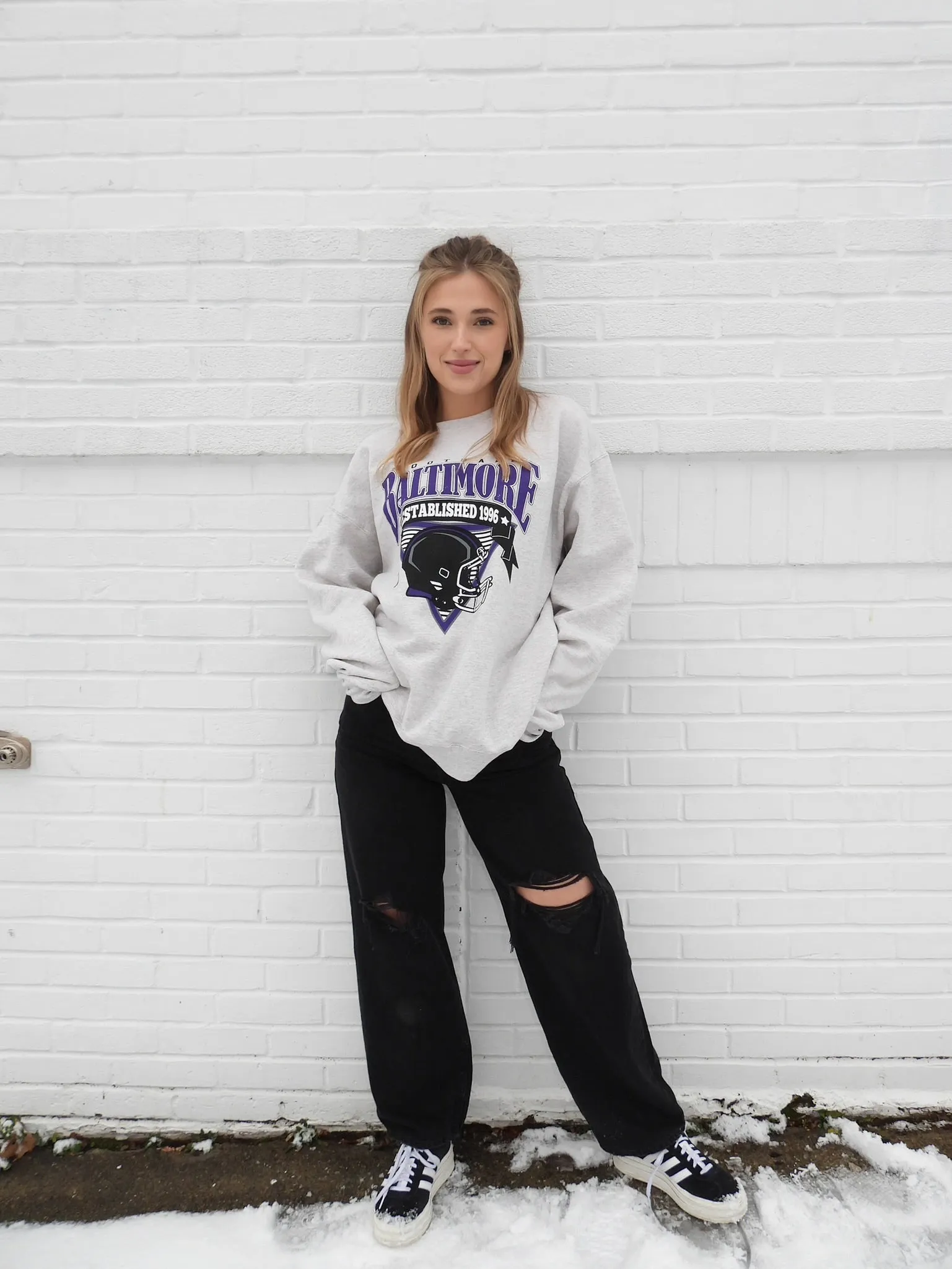 Brightside the Label Baltimore Triangle Vintage Football Crewneck sold by Brightside Boutique product image thumbnail 4