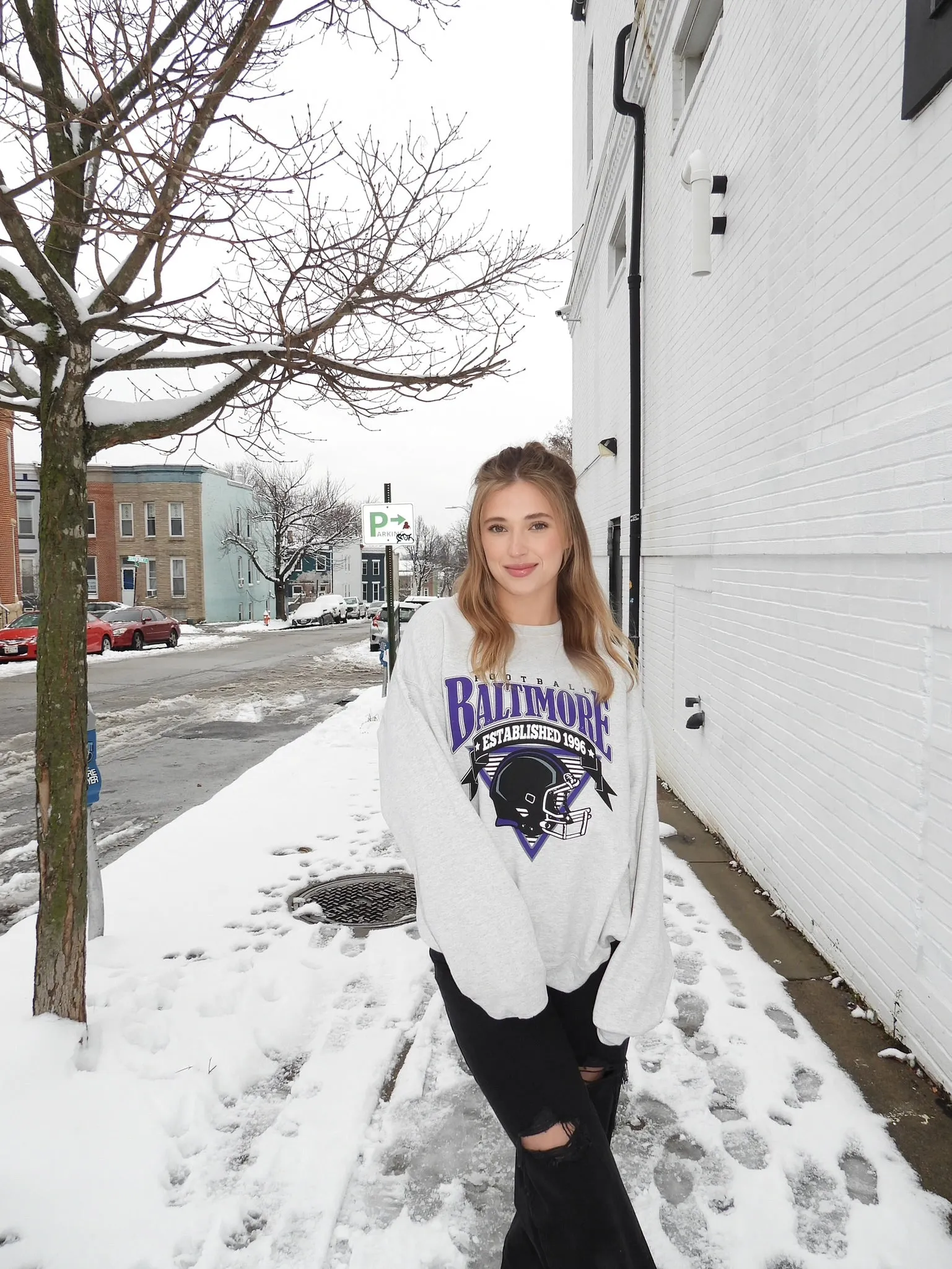 Brightside the Label Baltimore Triangle Vintage Football Crewneck sold by Brightside Boutique product image thumbnail 5