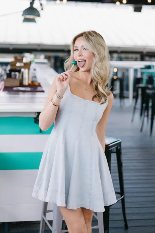 Darling Denim Mini Dress sold by Brightside Boutique